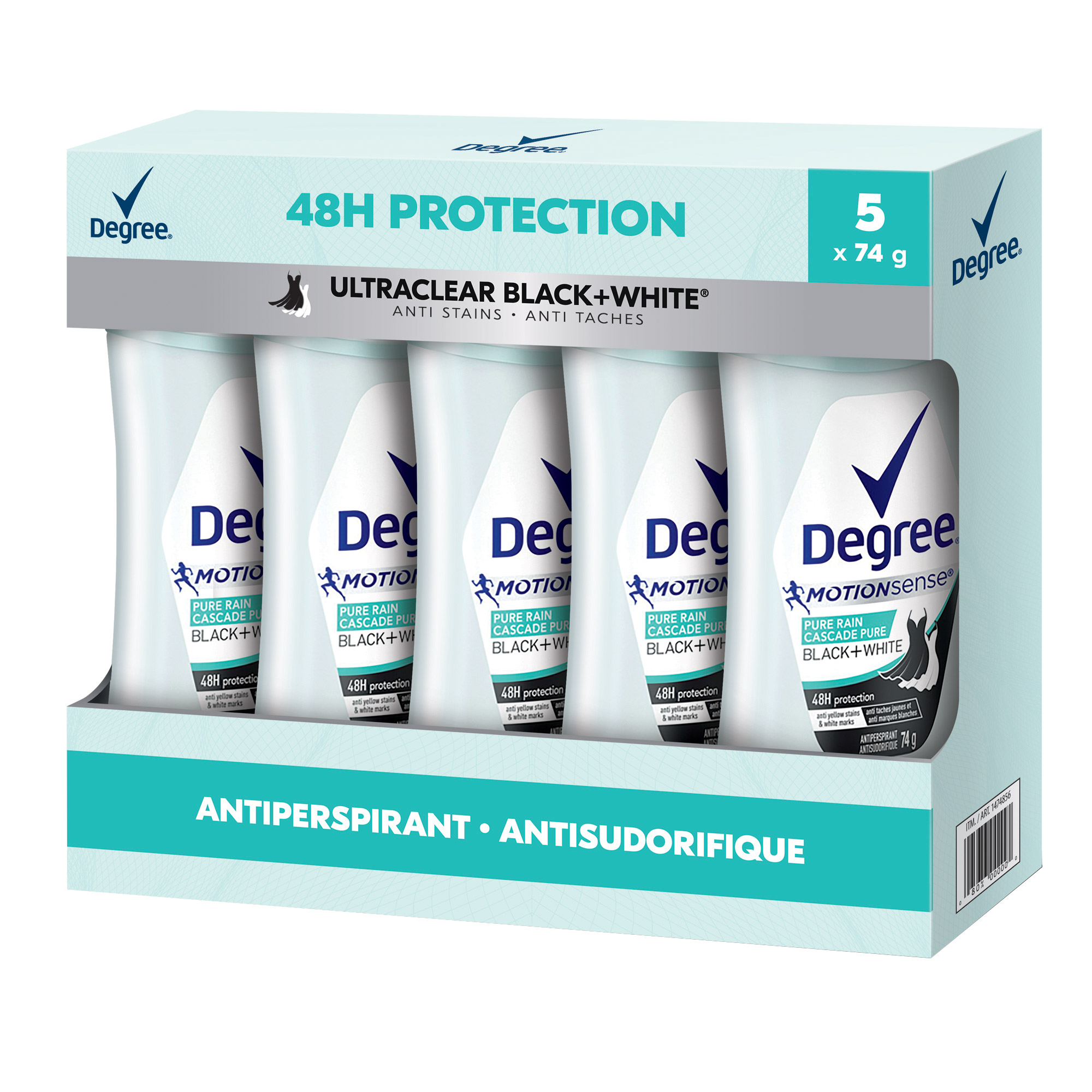 Degree Antiperspirant Pure Rain Antibacterial Odour Protection 5 x 74 g
