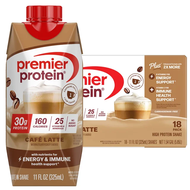 Premier Protein High Protein Café Latte Shake, 11 fl oz, 18-count