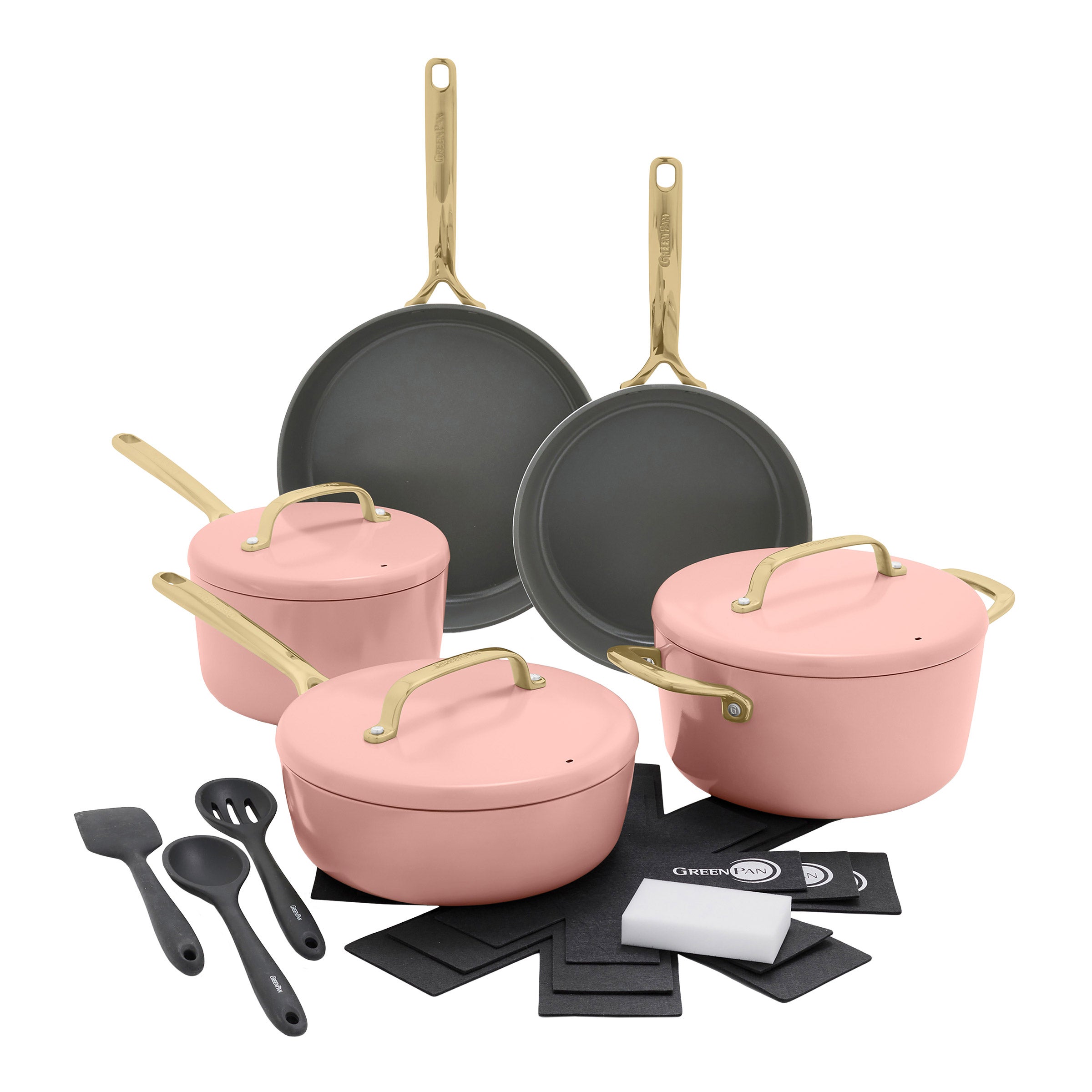 GreenPan GP5 Ceramic Nonstick 11-piece Set with Champagne Handles