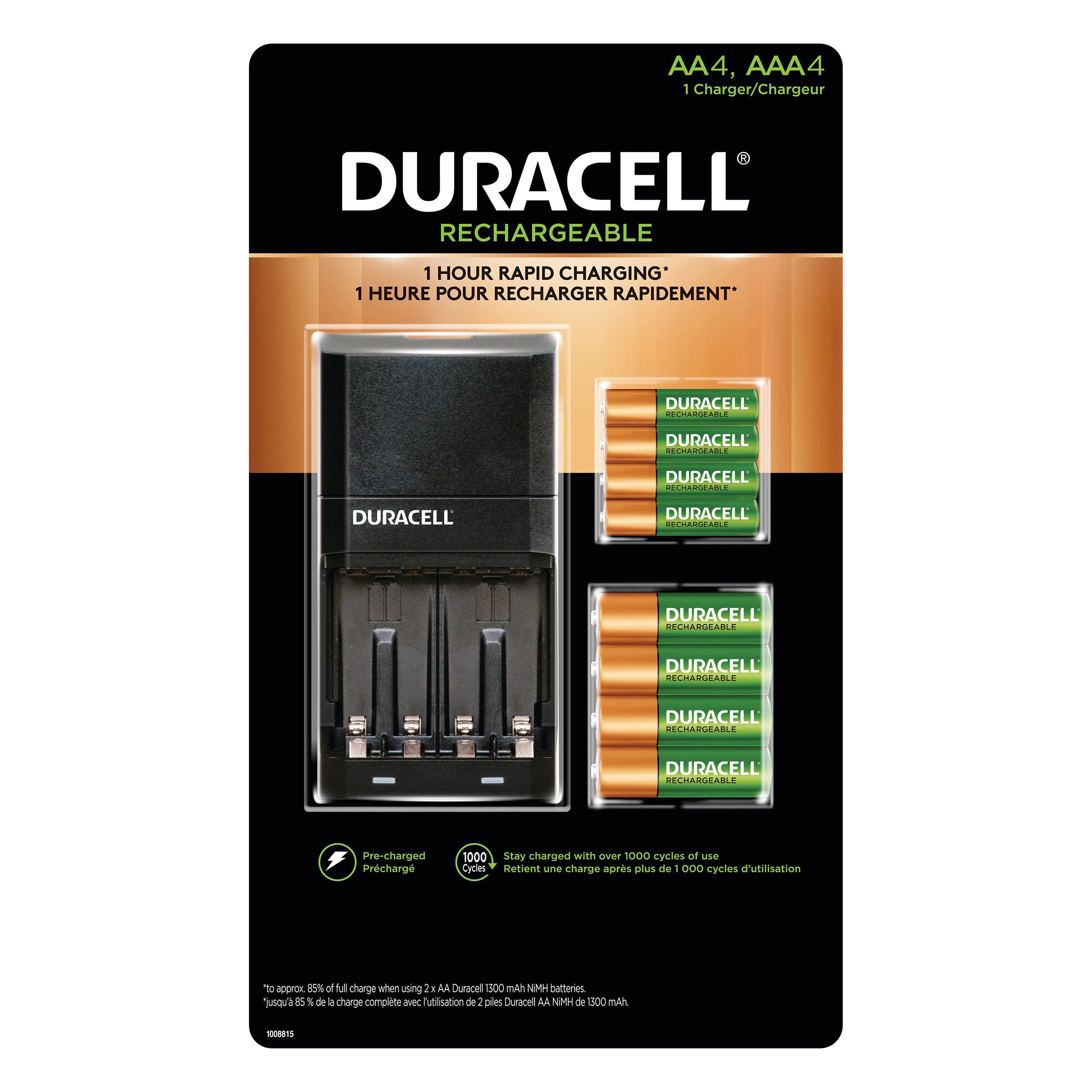 Duracell Ion Speed 4000 Charger Kit with 4 × AA Batteries and 4 × AAA Batteries