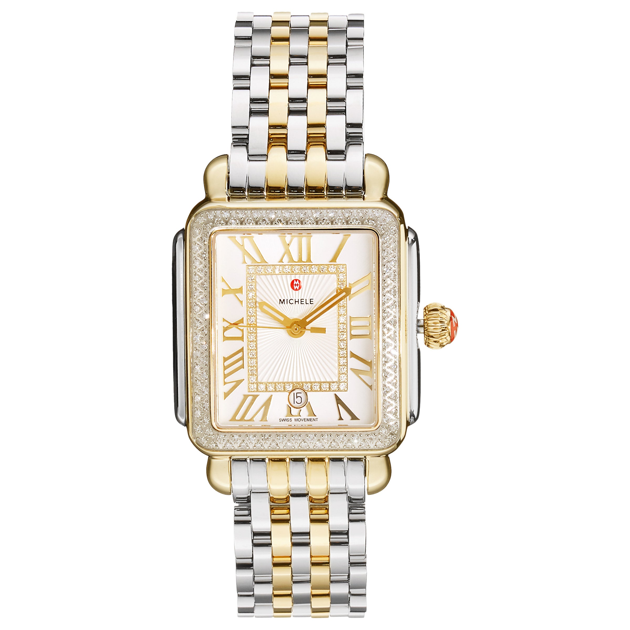 Michele Deco Madison Two-Tone Diamond Dial Quartz Women's Watch
