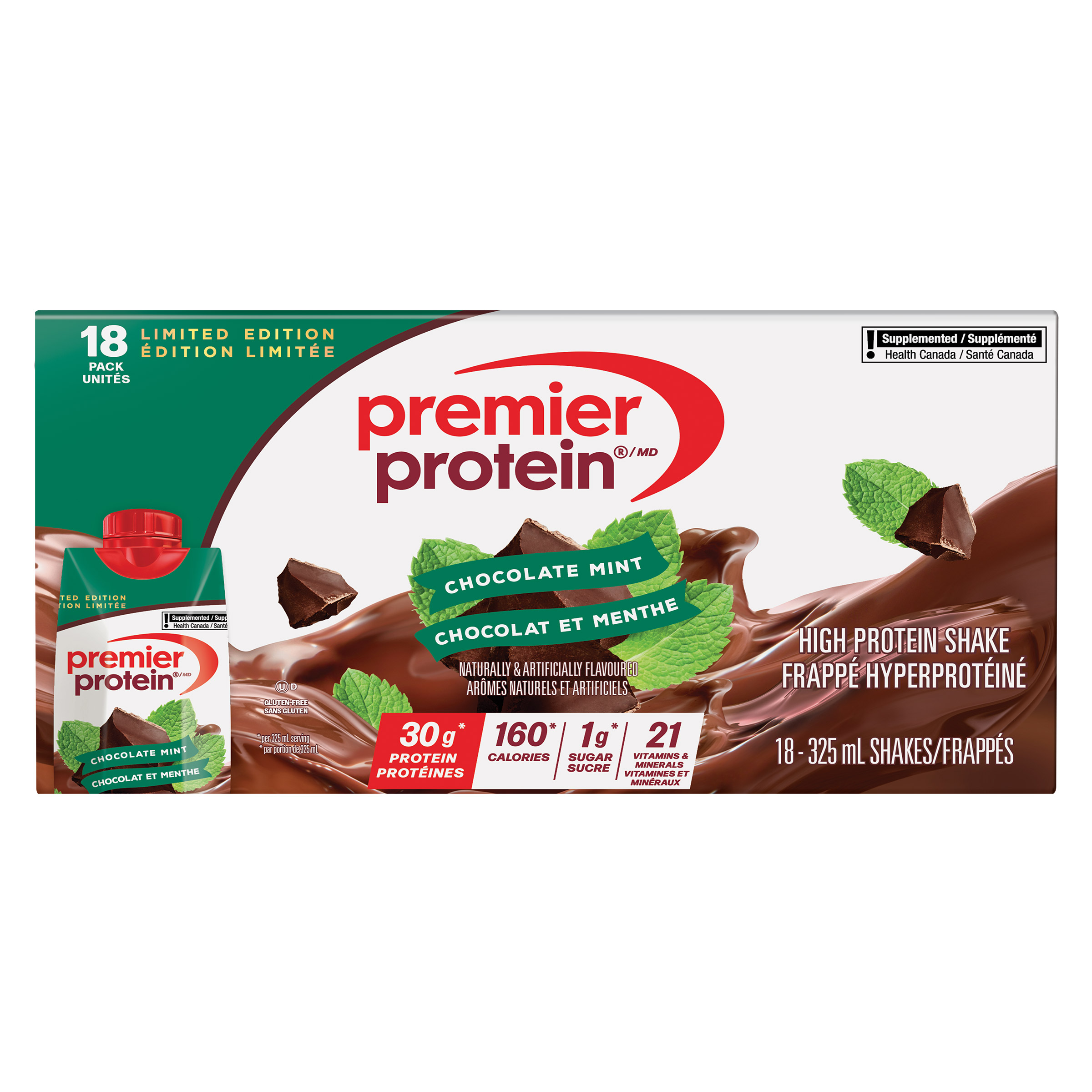 Premier Protein High-protein Chocolate Mint Shake, 18 x 325 mL