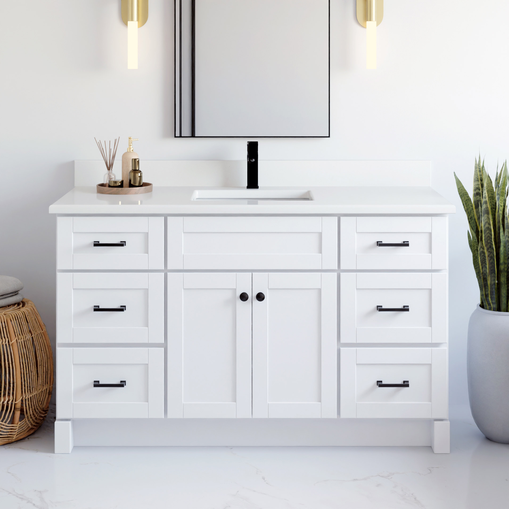 VanGo Willow Vanity in White with Quartz Countertop