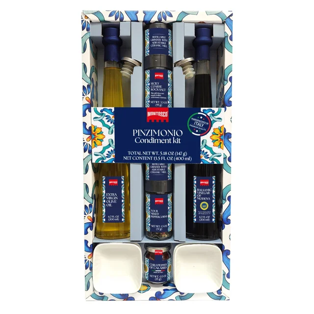 PINZIMONIO GIFT SET OLIVE OIL & BALSAMIC SALT & PEPPER GRINDER