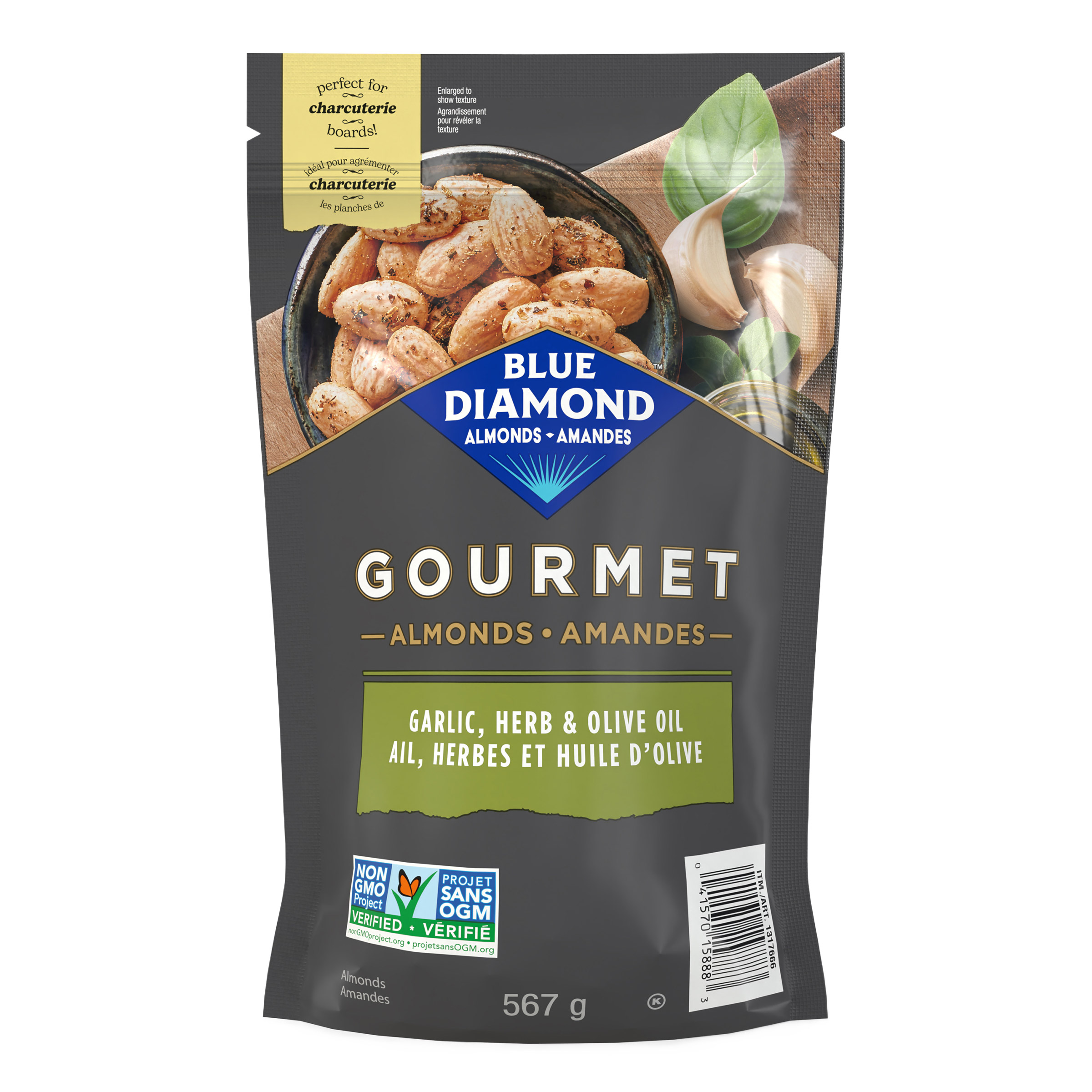 Blue Diamond Garlic, Herb and Olive Oil Almonds, 560 g