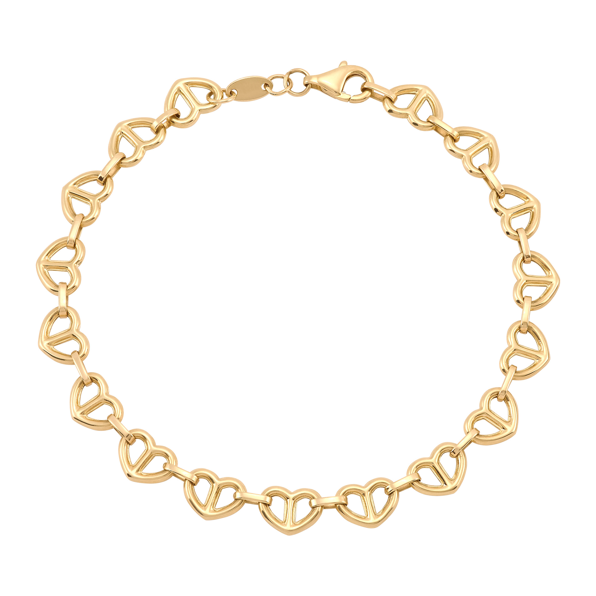 High Polish Heart Pretzel Bracelet in Yellow Gold