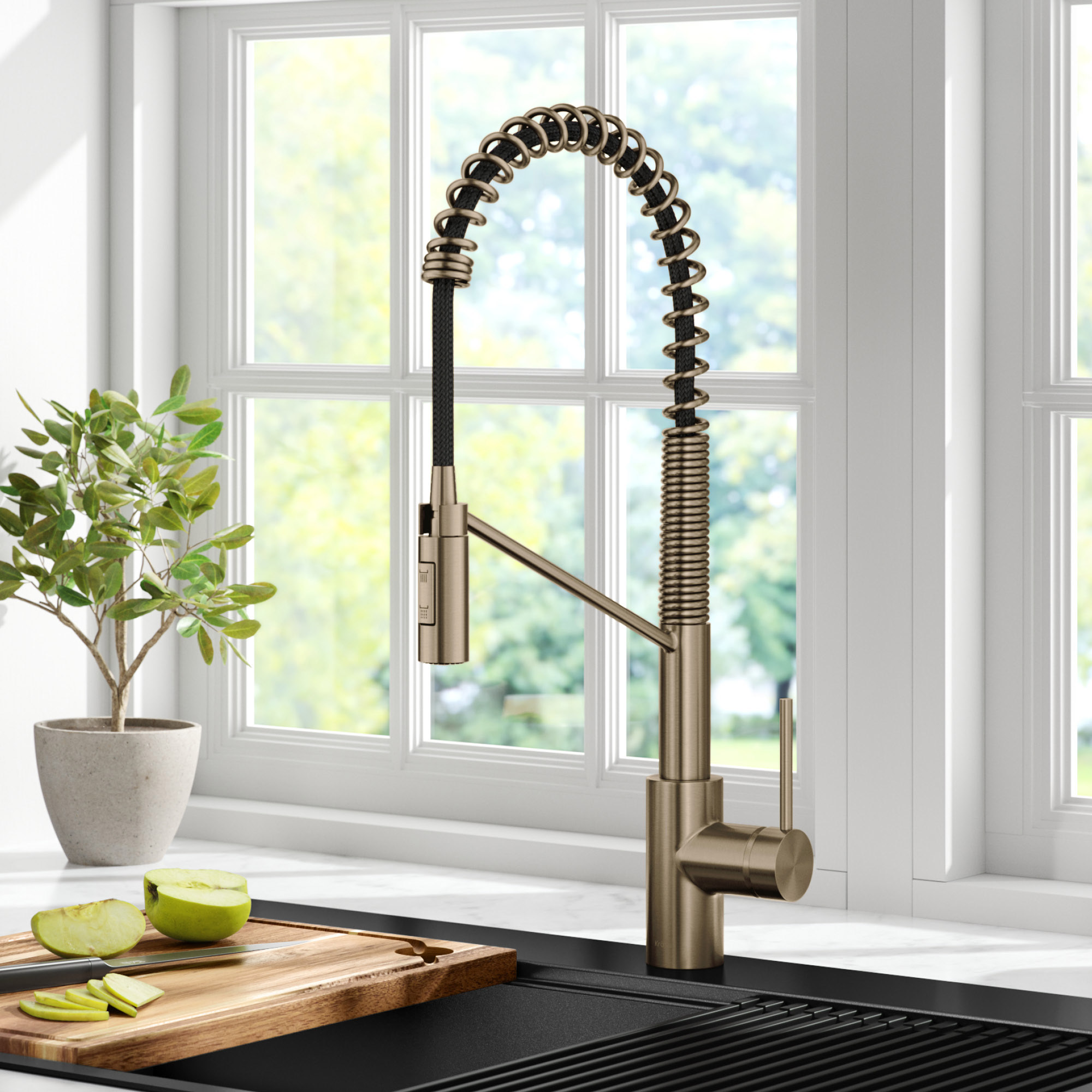 KRAUS Touchless Sensor Commercial Pull-down Single Handle Kitchen Faucet with Soap Dispenser