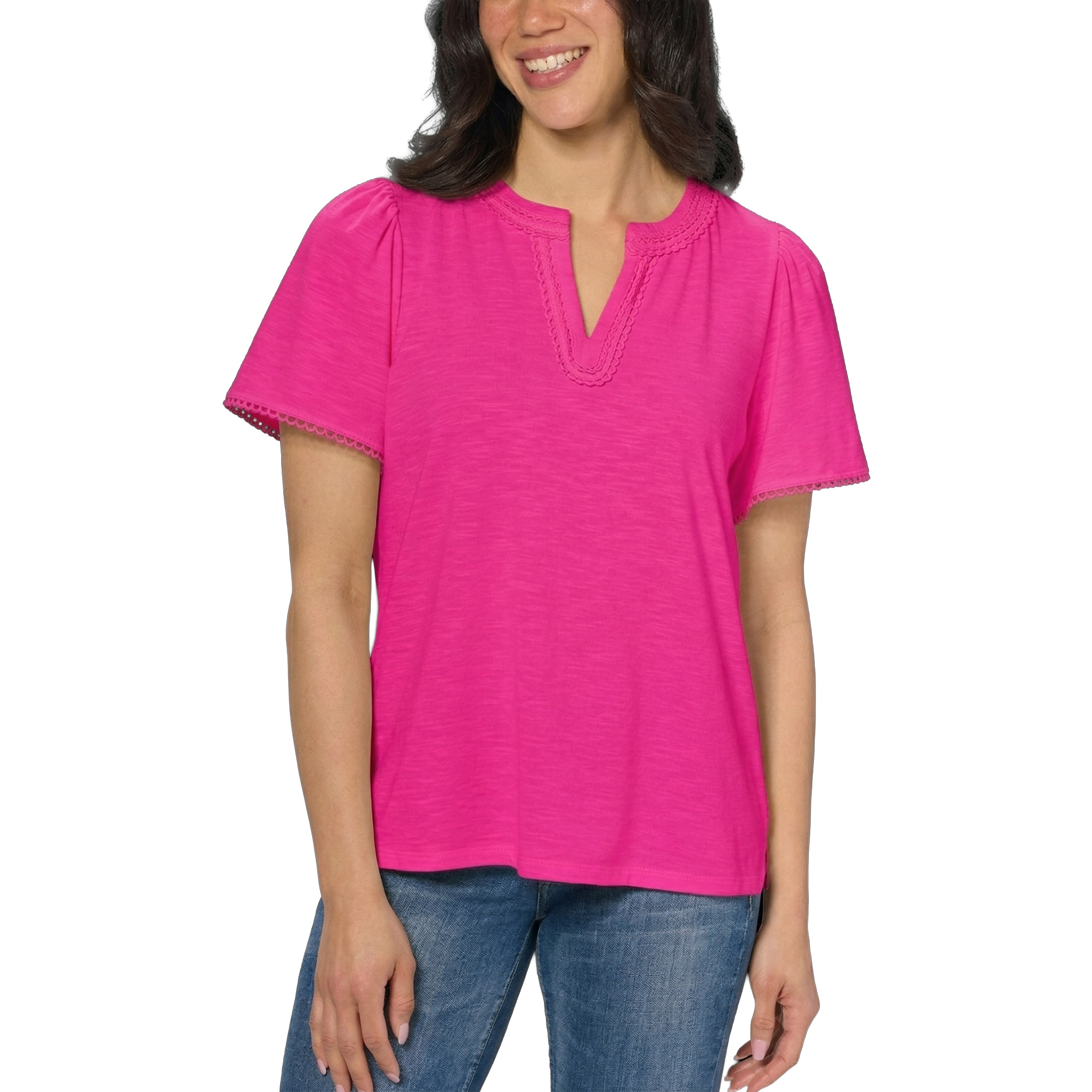 DIFFERENT IS OK Ribbed Cut-out シズニルック Jones New York Women's Split Neck Top | Costco