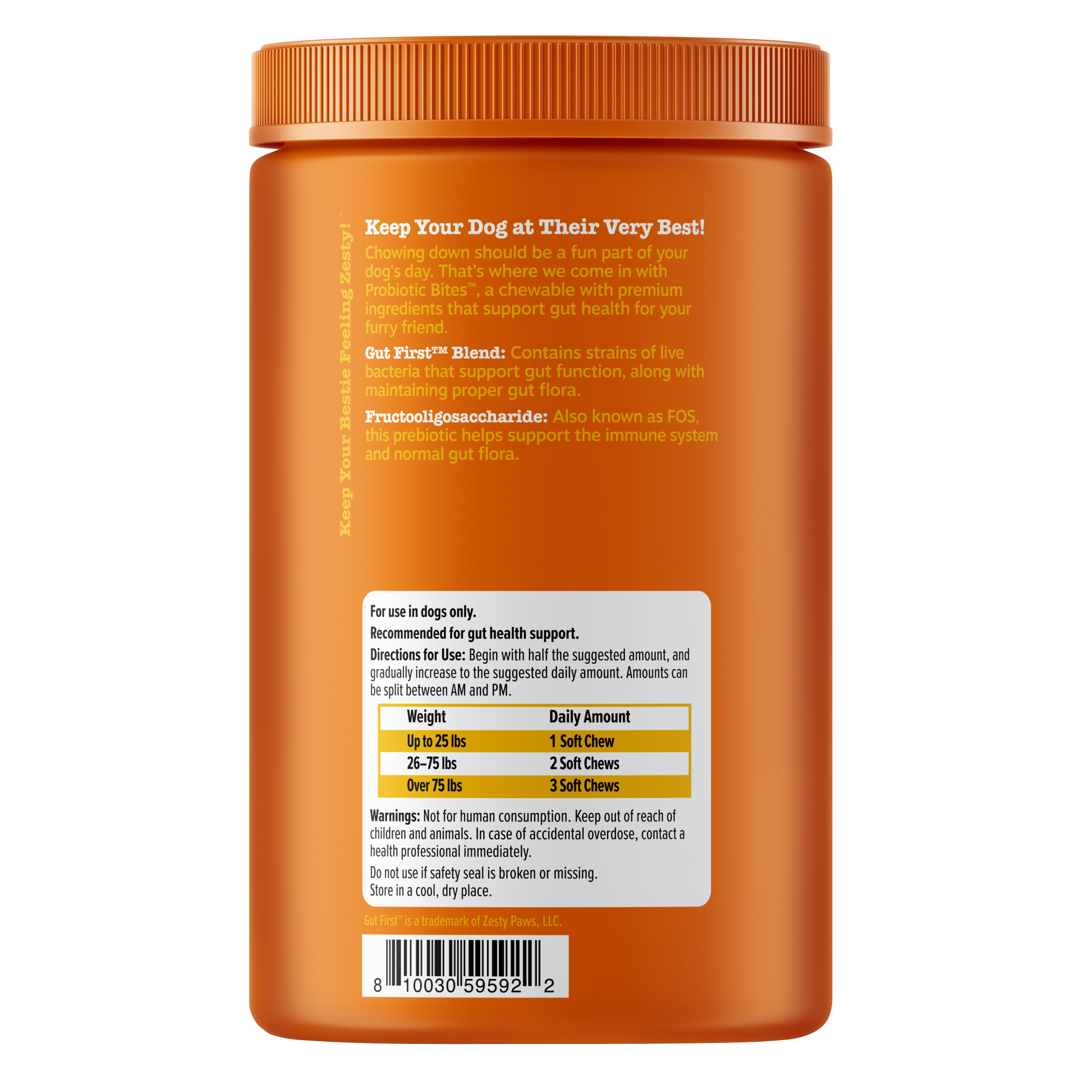 Zesty Paws Probiotic Bites for Dogs, Pumpkin Flavor, 160-count