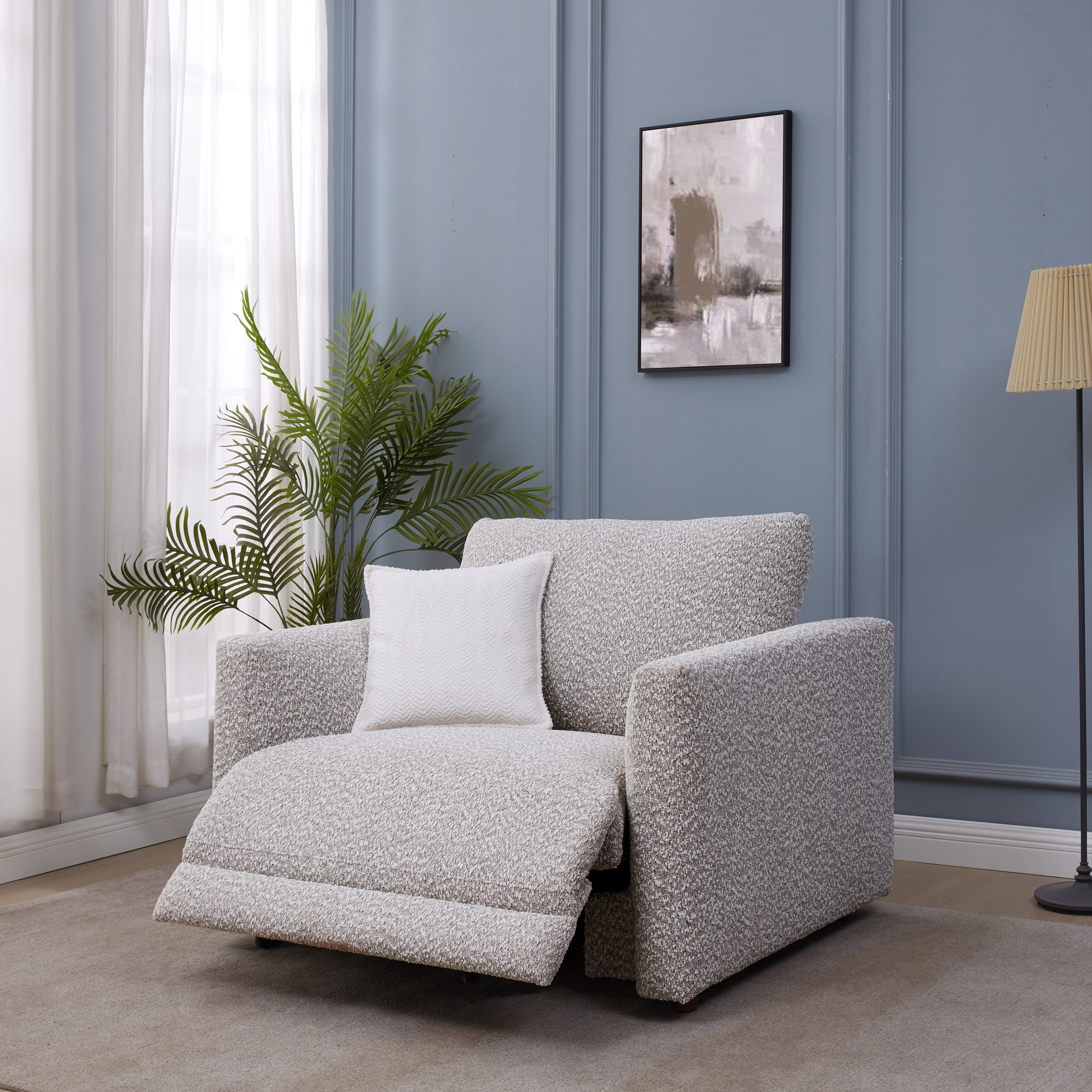 Grey Fabric Power Recliner