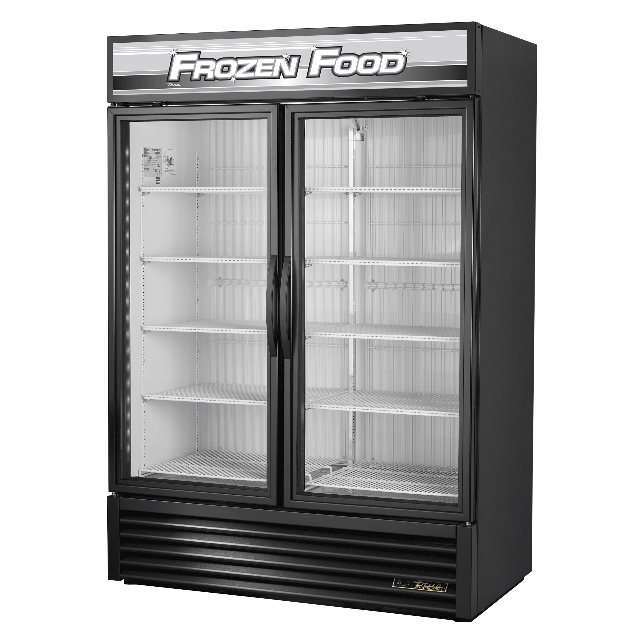 True 54 in. 49 cu ft. Black Commercial Upright Glass Swing Door