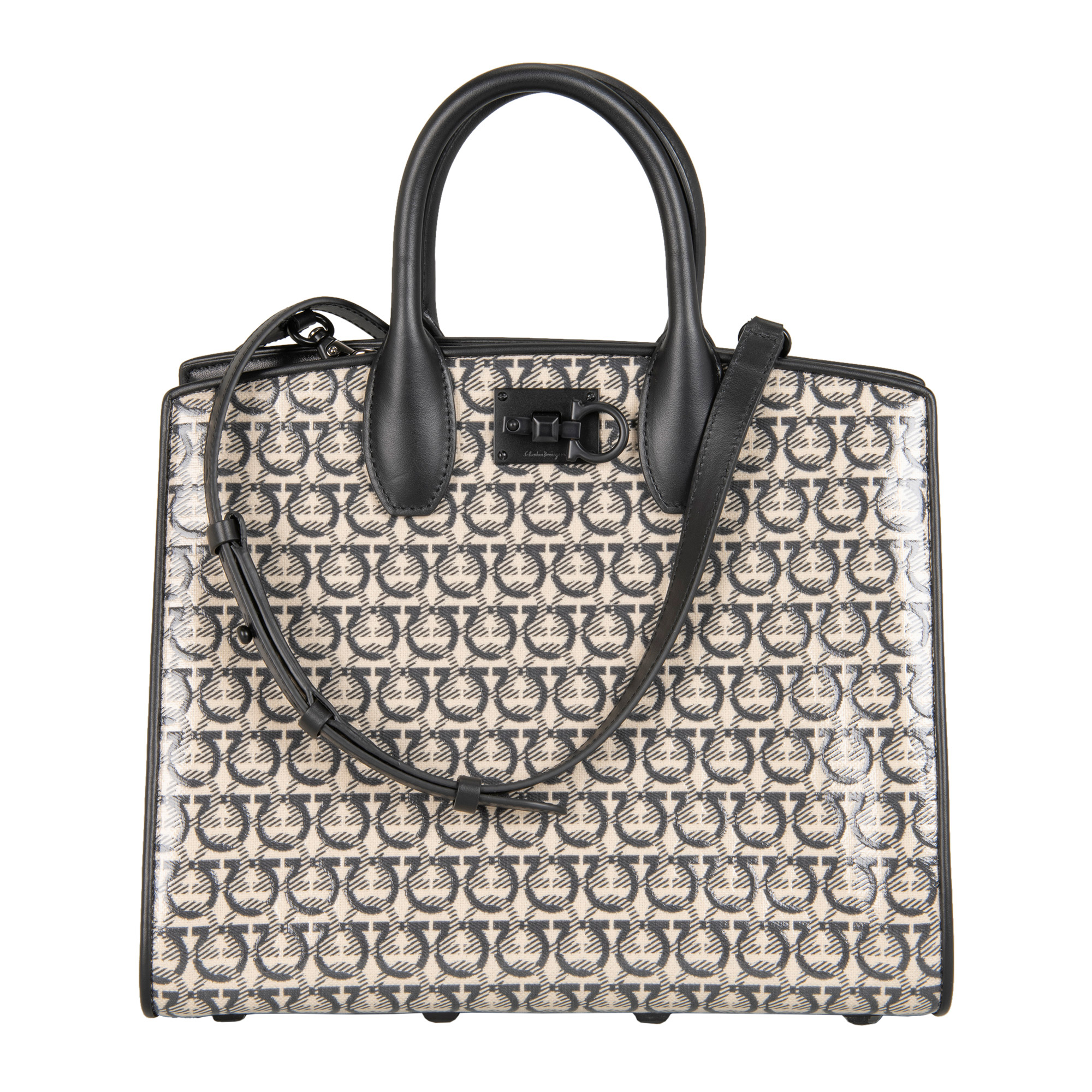 Ferragamo Studio Box Bag, Beige / Black | Costco