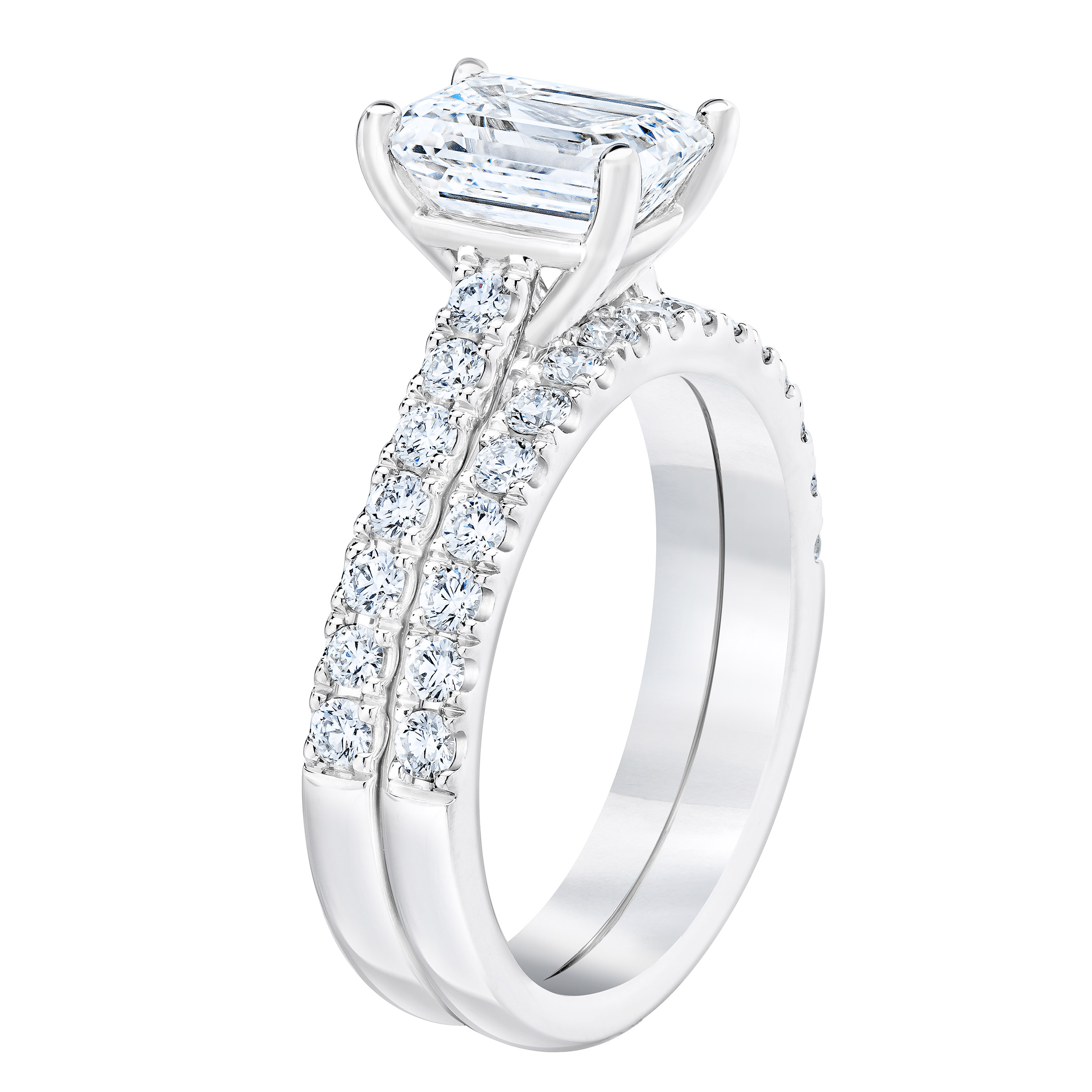 Emerald Cut 3.77 ctw VVS2 Clarity, H Color Diamond Platinum