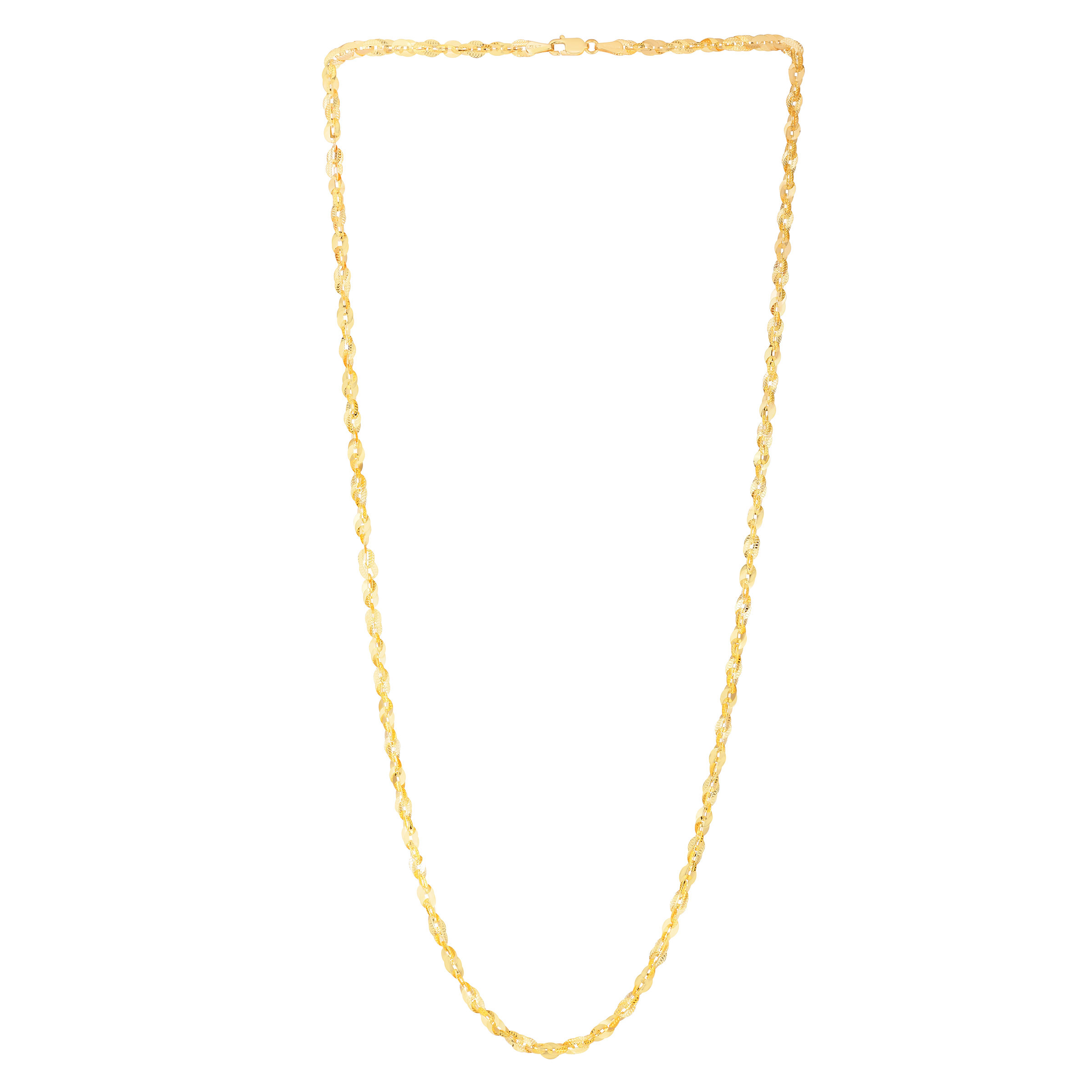 High Polish and Textured Interlink Chain in Yellow Gold | Costco