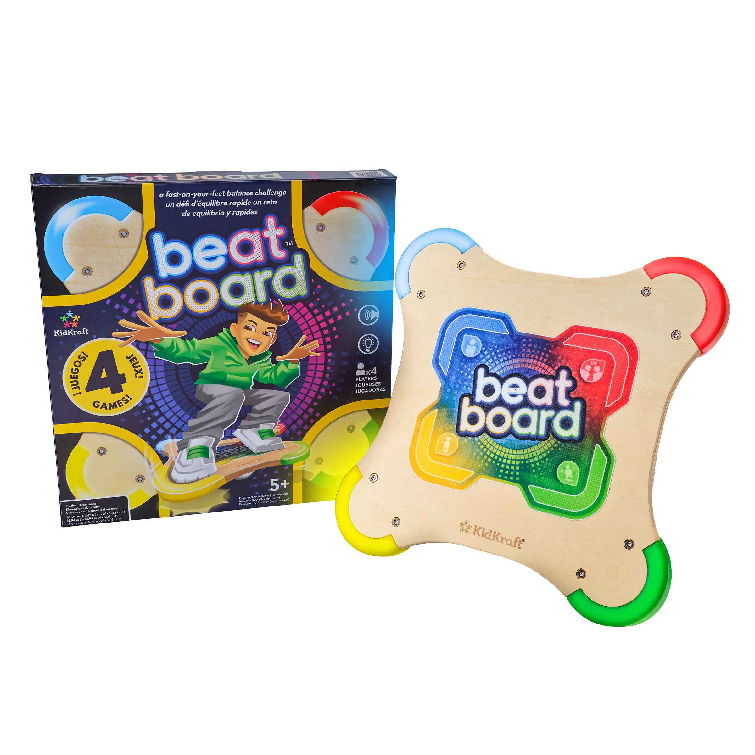 Beat Board Wooden Stand-On Balance Game with 4 Modes, Lights and Sounds
