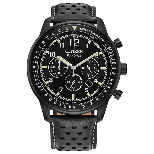 Citizen Eco-Drive Sport Casual Stainless Steel Black Dial Men's Quartz Watch, 44mm