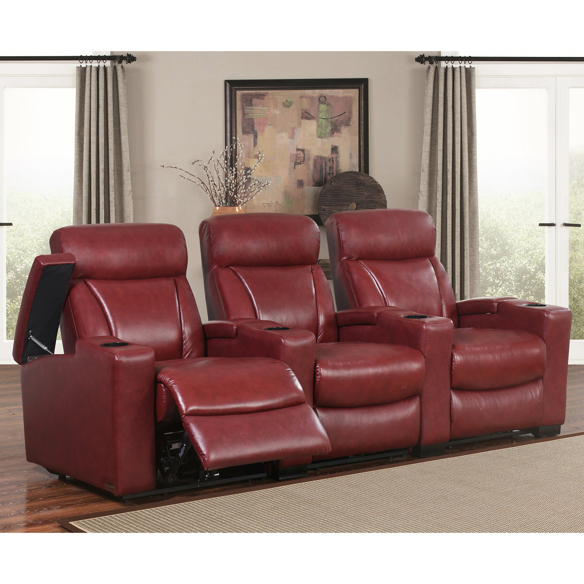 Romano 3-piece Top Grain Leather Power Media Recliners Living Room