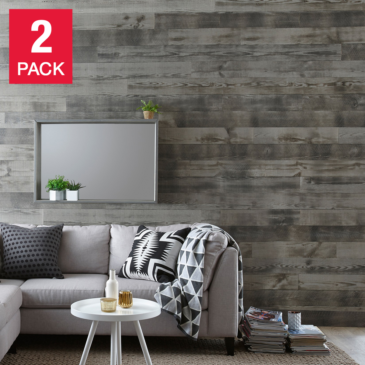 Timberwall Barnwood Peel and Stick Wood Walls, 2-pack