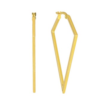 14kt Yellow Gold High Polish Triangle Shaped Hoop Earrings 14kt Yellow Gold High Polish Triangle Shaped Hoop Earrings
