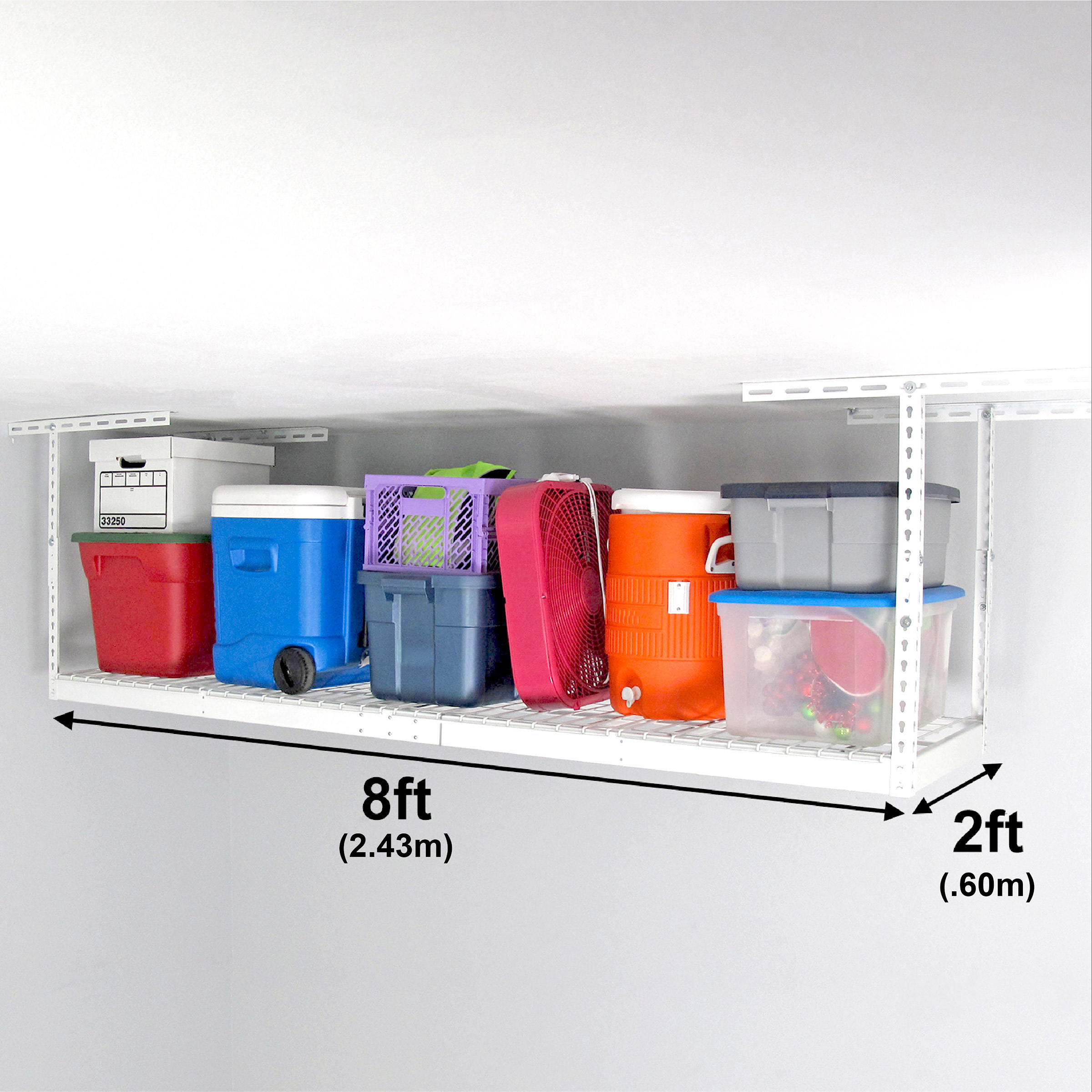 SafeRacks 2 ft x 8 ft Overhead Garage Storage Rack and Accessories Kit