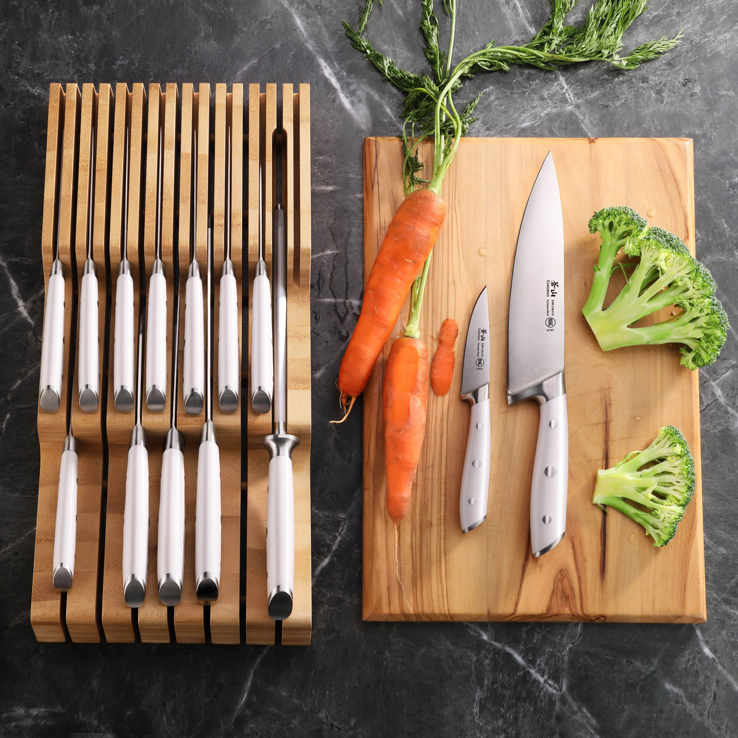Cangshan Alps Series German Steel 15-piece Knife In-Drawer Set