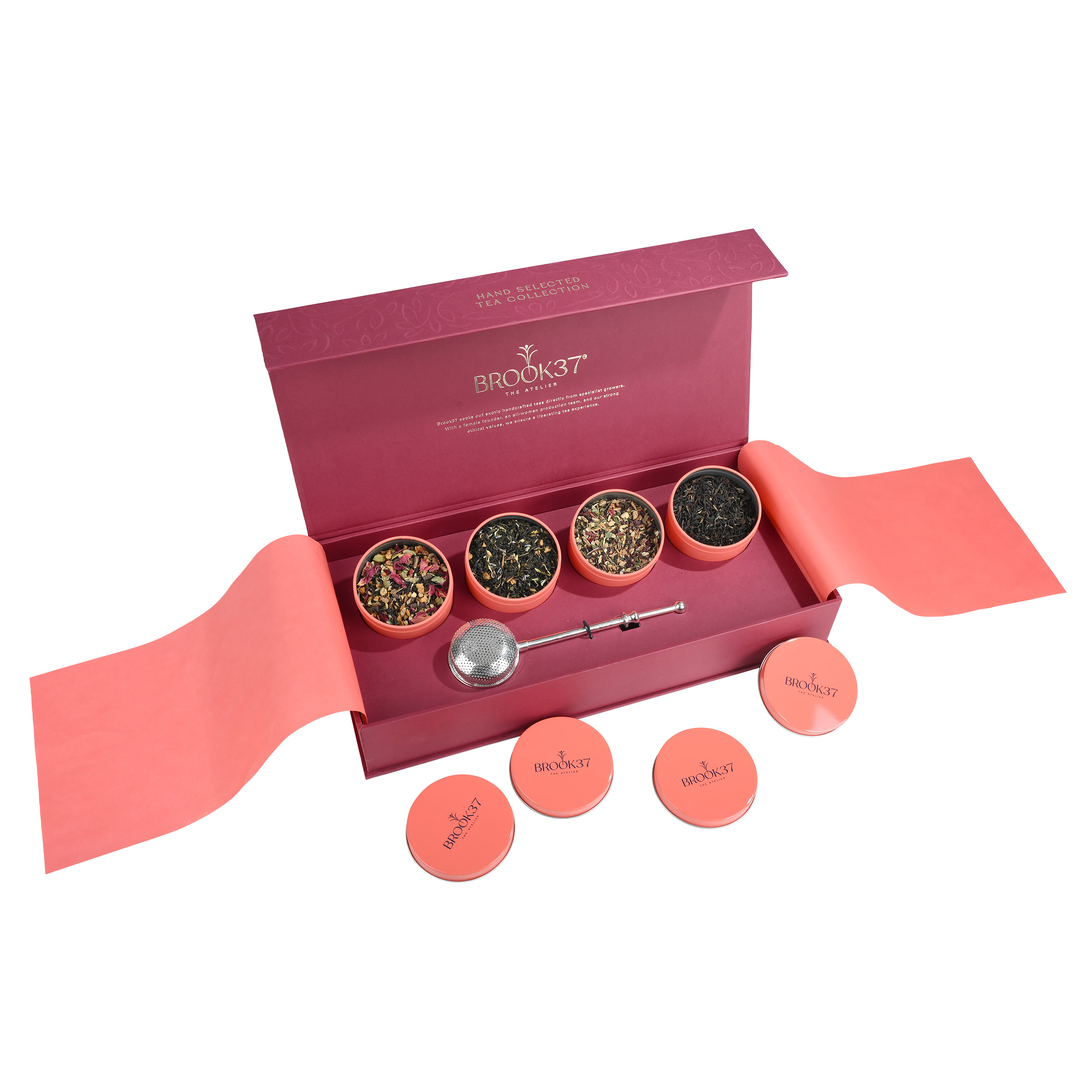 Brook 37 Holiday Giftbox Luminaire Loose Leaf Tea Collection, 4 Tin Pack, 5 oz. Total