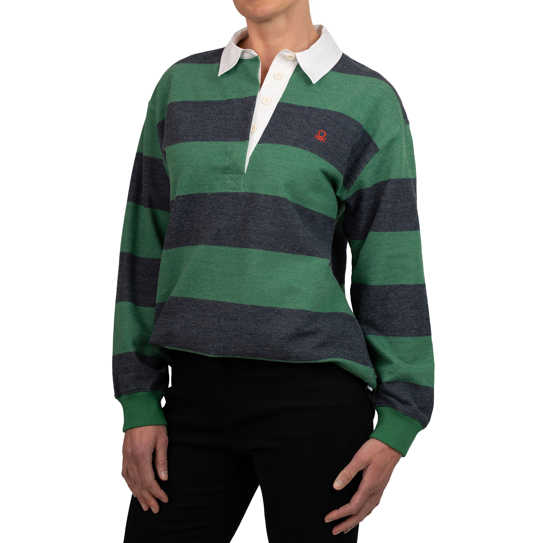 United Colors of Benetton Women’s Long Sleeve Rugby Stripe Polo
