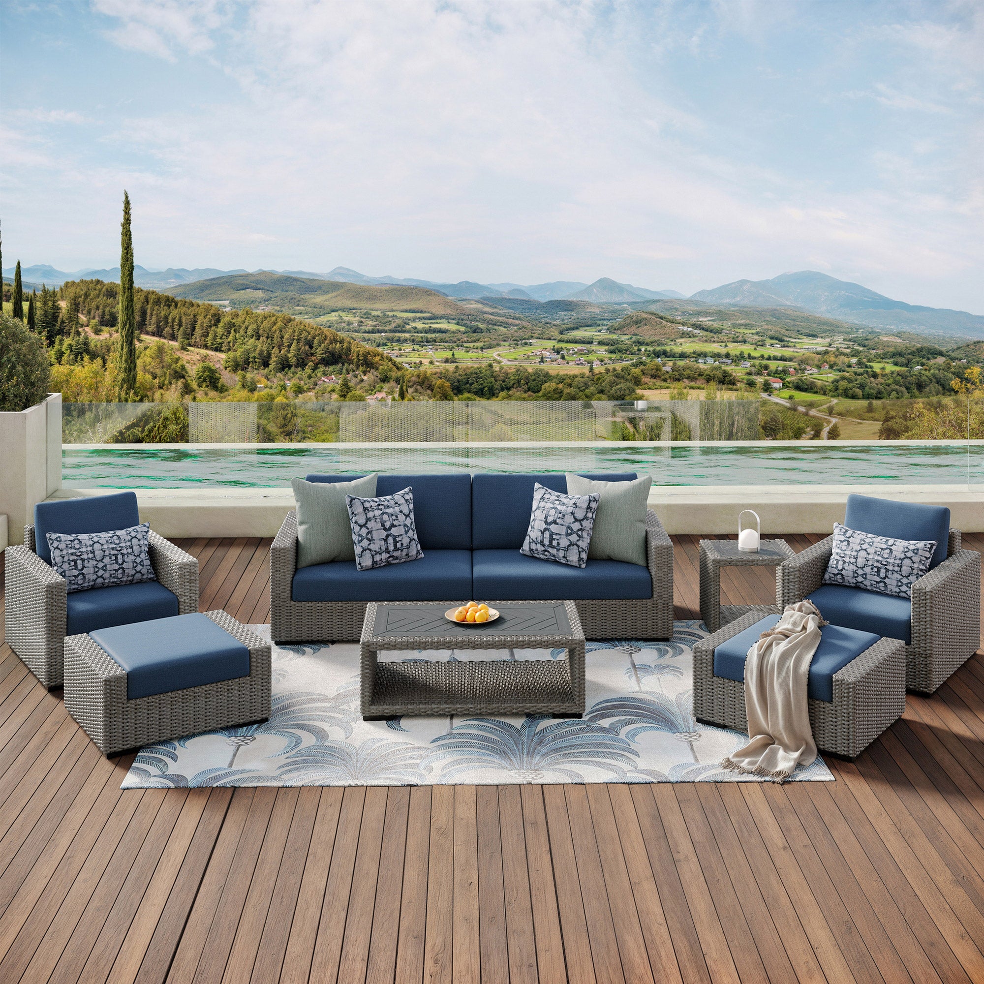 COCOオーダー品7set Atleisure Rafael 7-piece Woven Sectional Outdoor Deep Seating Set