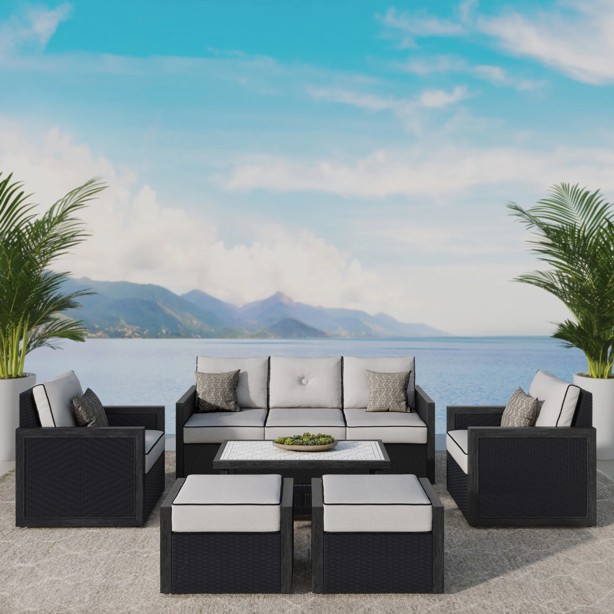Grand Leisure Logan 6-piece Outdoor Patio Deep Seating Set | Costco