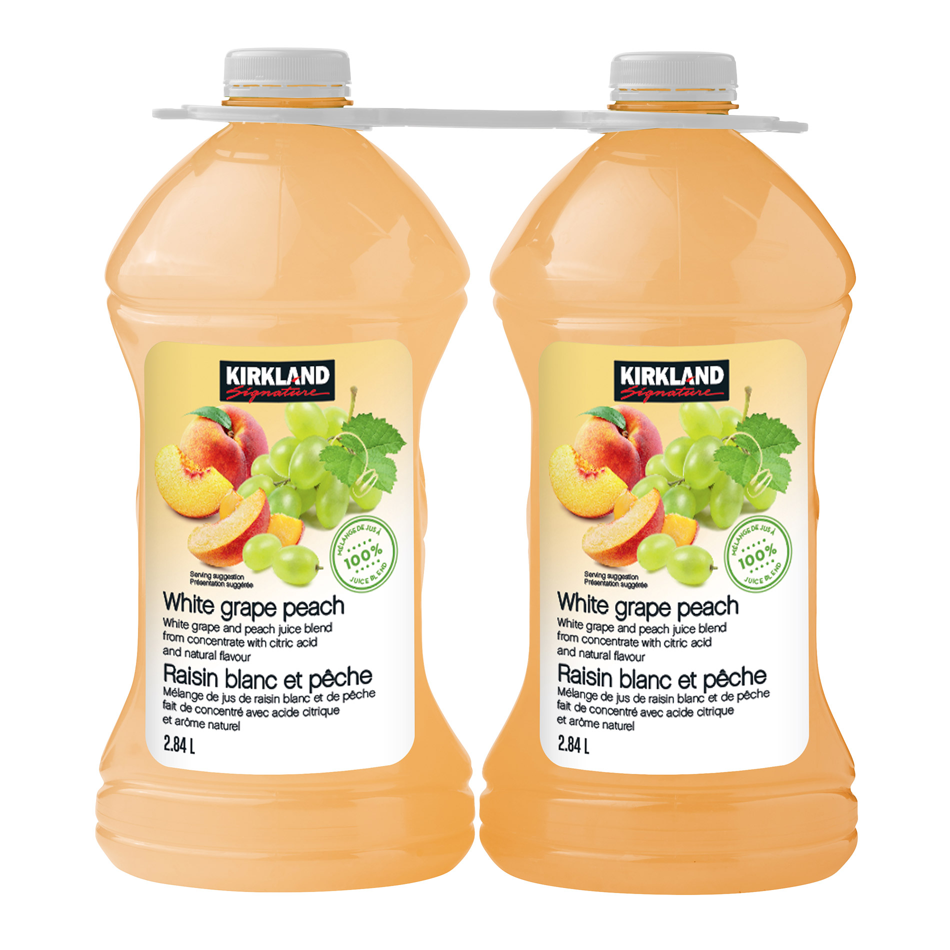 Kirkland Signature White Grape Peach Juice, 2 × 2.84 L