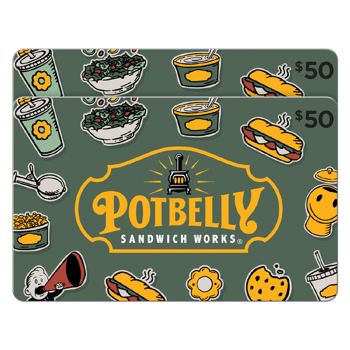 Potbelly Sandwich Works Two Restaurant $50 eGift Cards ($100 Value)