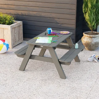 POLYWOOD Long Beach Kids Picnic Table, Grey