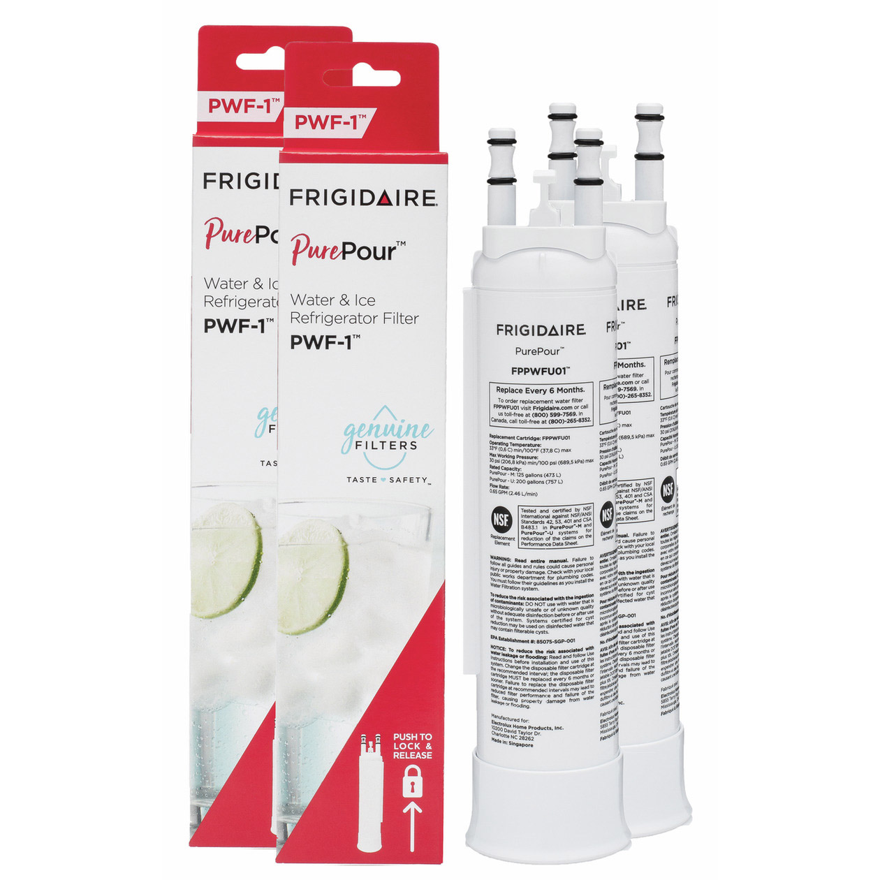 Frigidaire PurePour Water and Ice Refrigerator Filters , 2 × 1 Filter