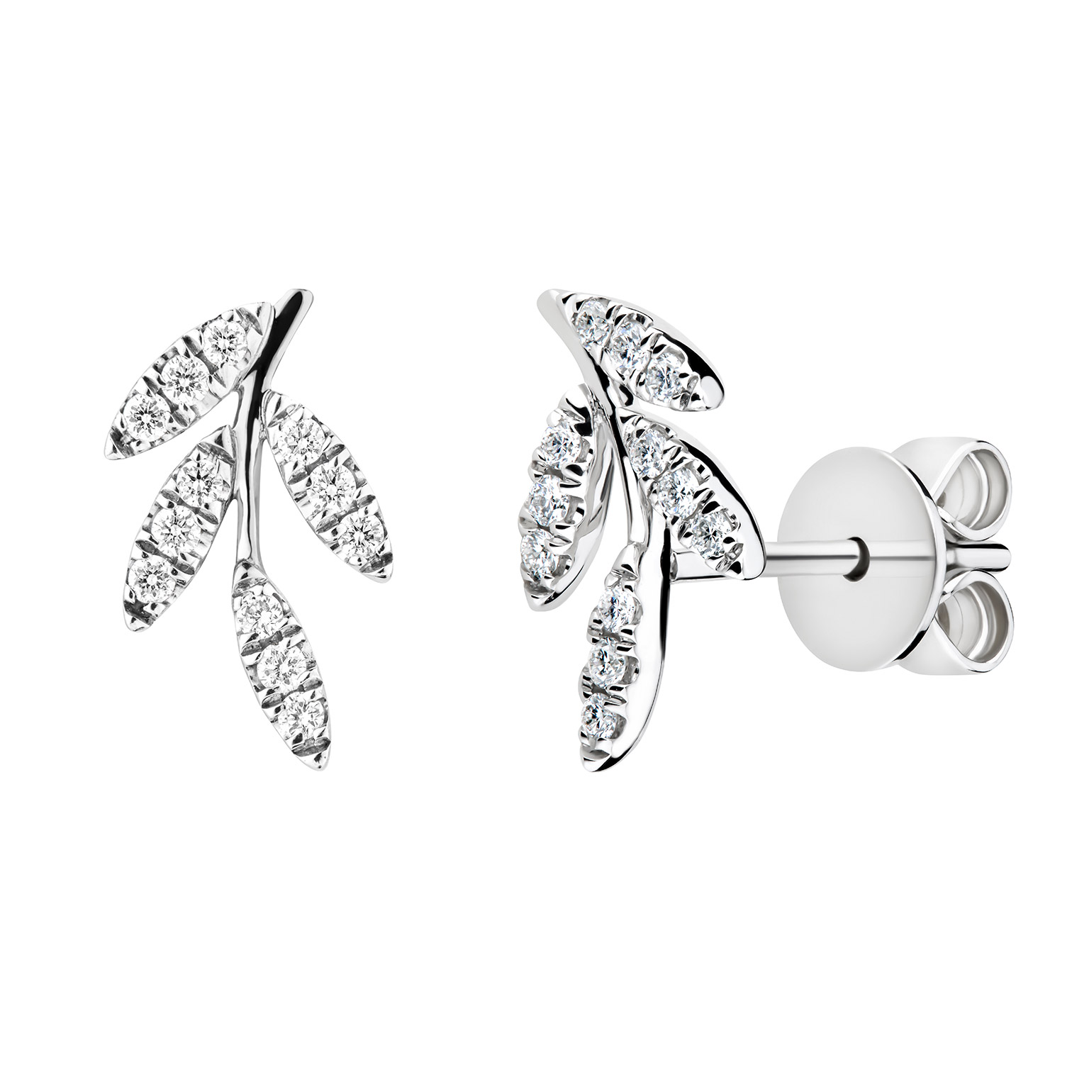 Round Brilliant Diamond Leaf Design Earrings (0.17 ctw)