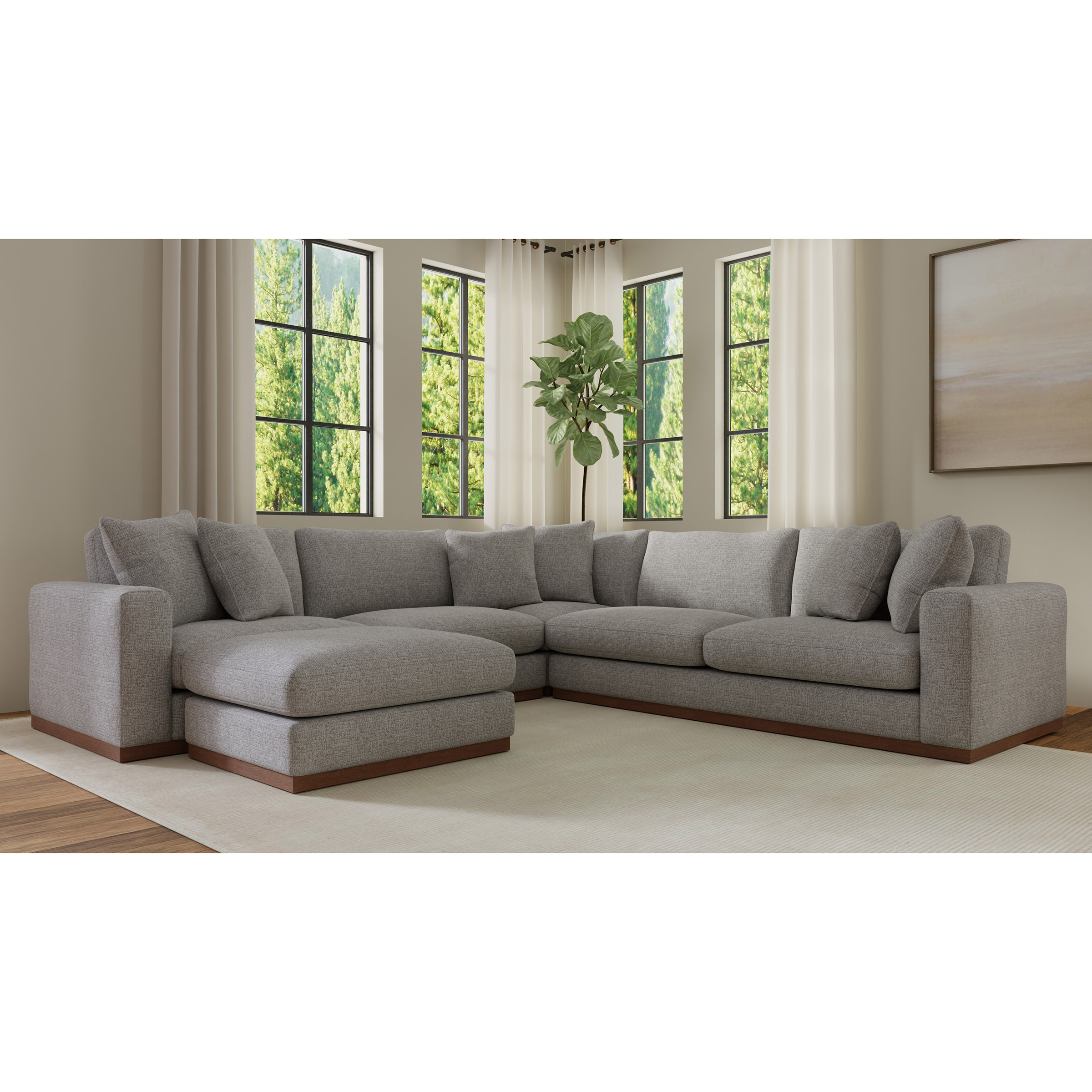 Nice Link 4-piece Fabric Sectional with Ottoman