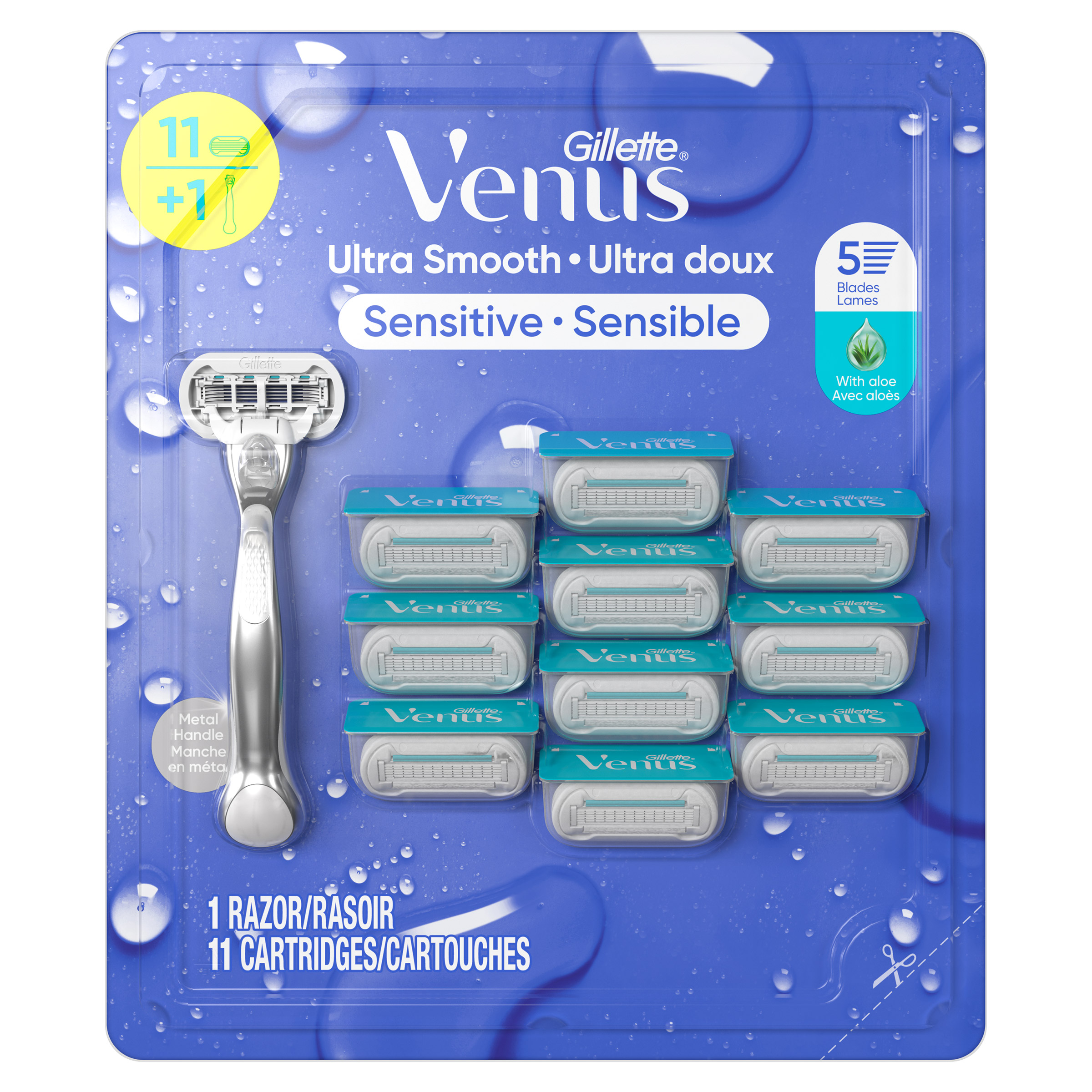 Gillette Venus Ultra Smooth Sensitive Razor + 11 Cartridges