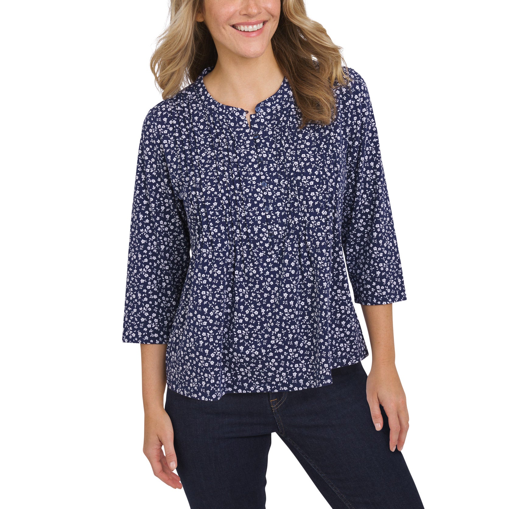 Lands' End Women's Pintuck 3/4 Sleeve Top | Costco