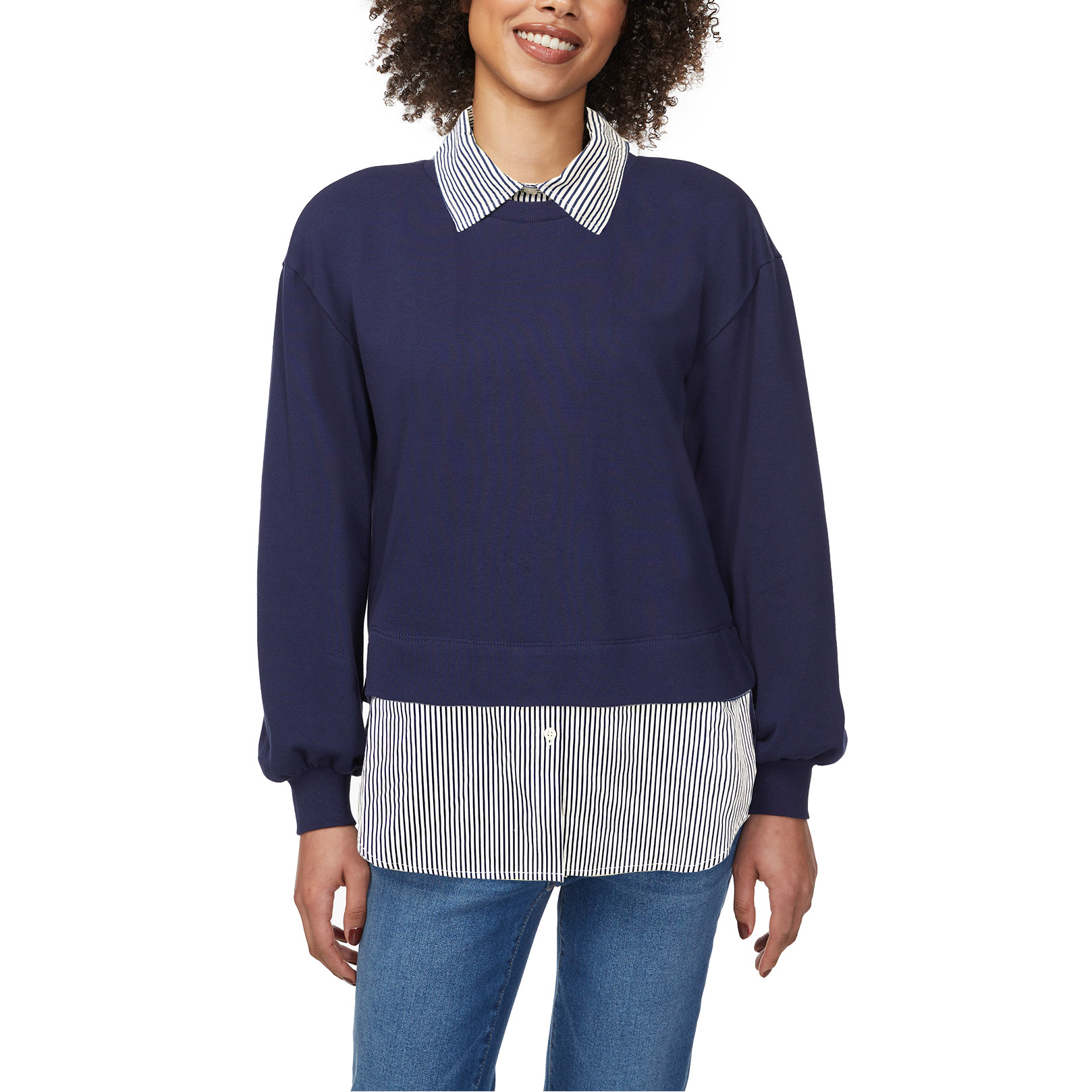 Loft Women's Layered Mixed Media Sweatshirt