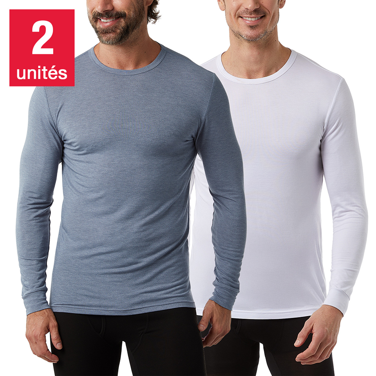 32 Degrees - Hauts à manches longues de base Eco Heat pour homme, Paquet de 2