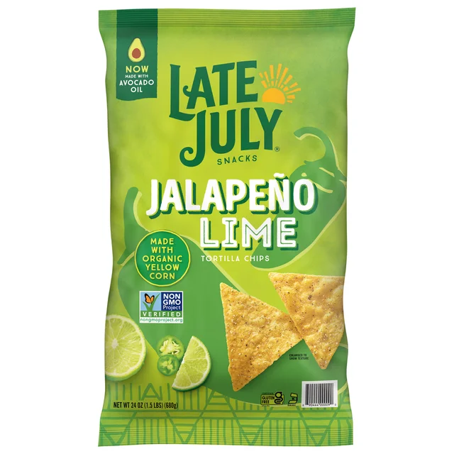 LATE JULY JALAPENO LIME AVOCADO OIL TORTILLA CHIP 24OZ