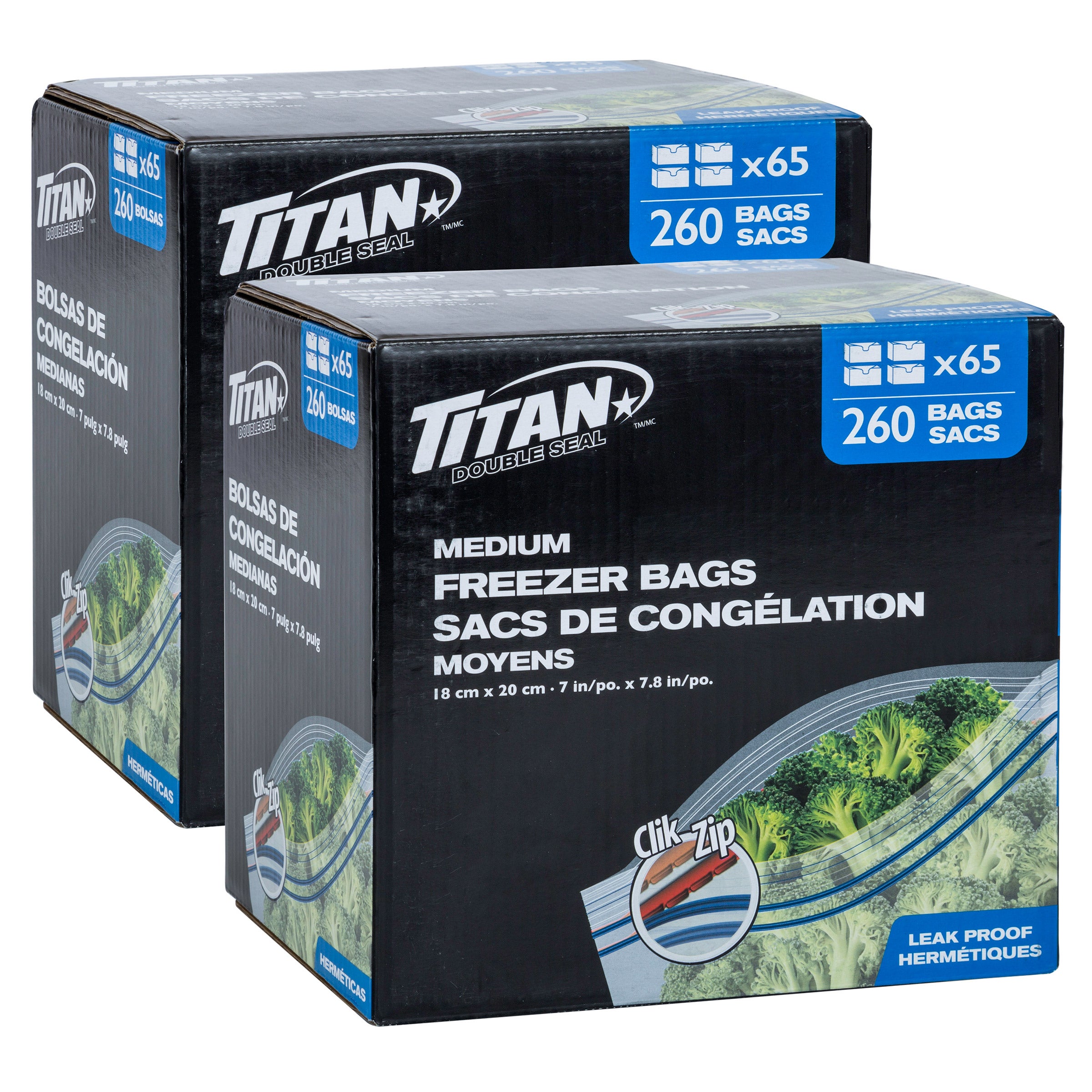 冷凍S100 PS100 F50 TITAN Medium Food Storage Freezer Bags, 520-count | Costco