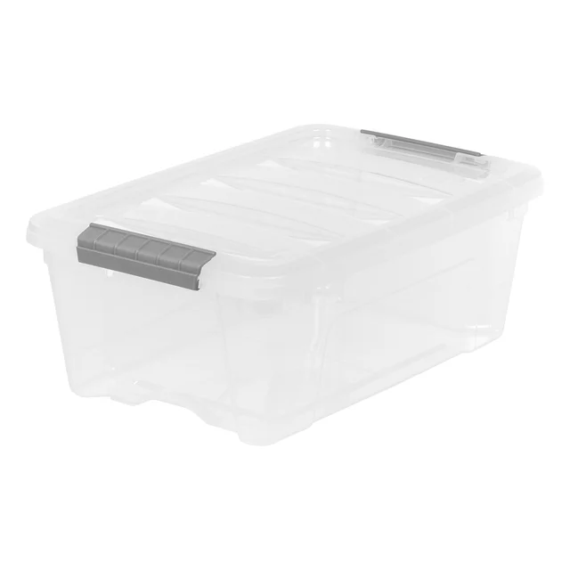 Iris Buckle Up Storage Box, 12.9 Quart, Clear, 4-count