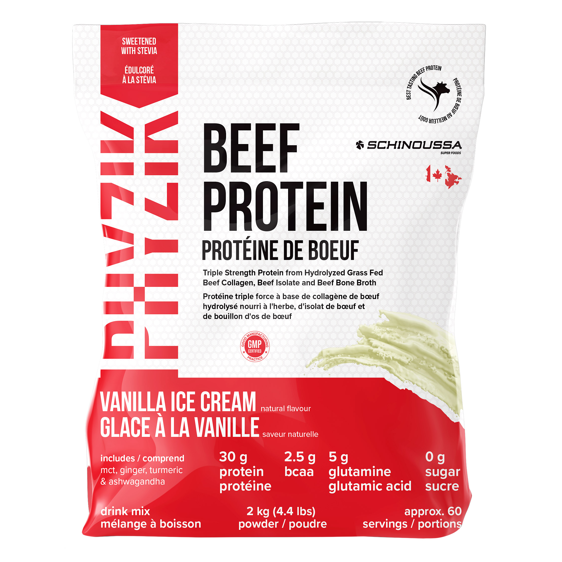 Schinoussa Phyzik Beef Protein Powder, Vanilla Ice Cream, 2 kg