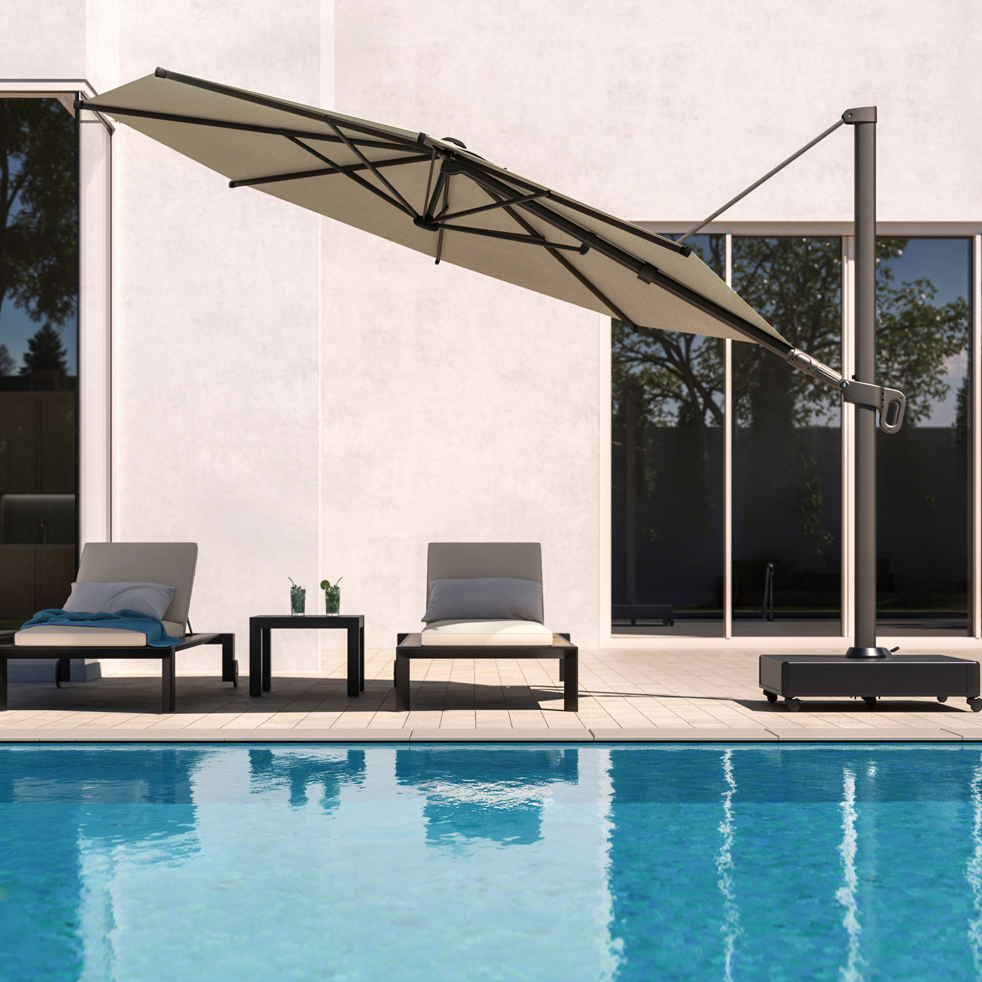 11 ft cantilever patio umbrella costco Square Replacement Canopy 463095 Outsunny 11ft Cantilever Patio Umbrella