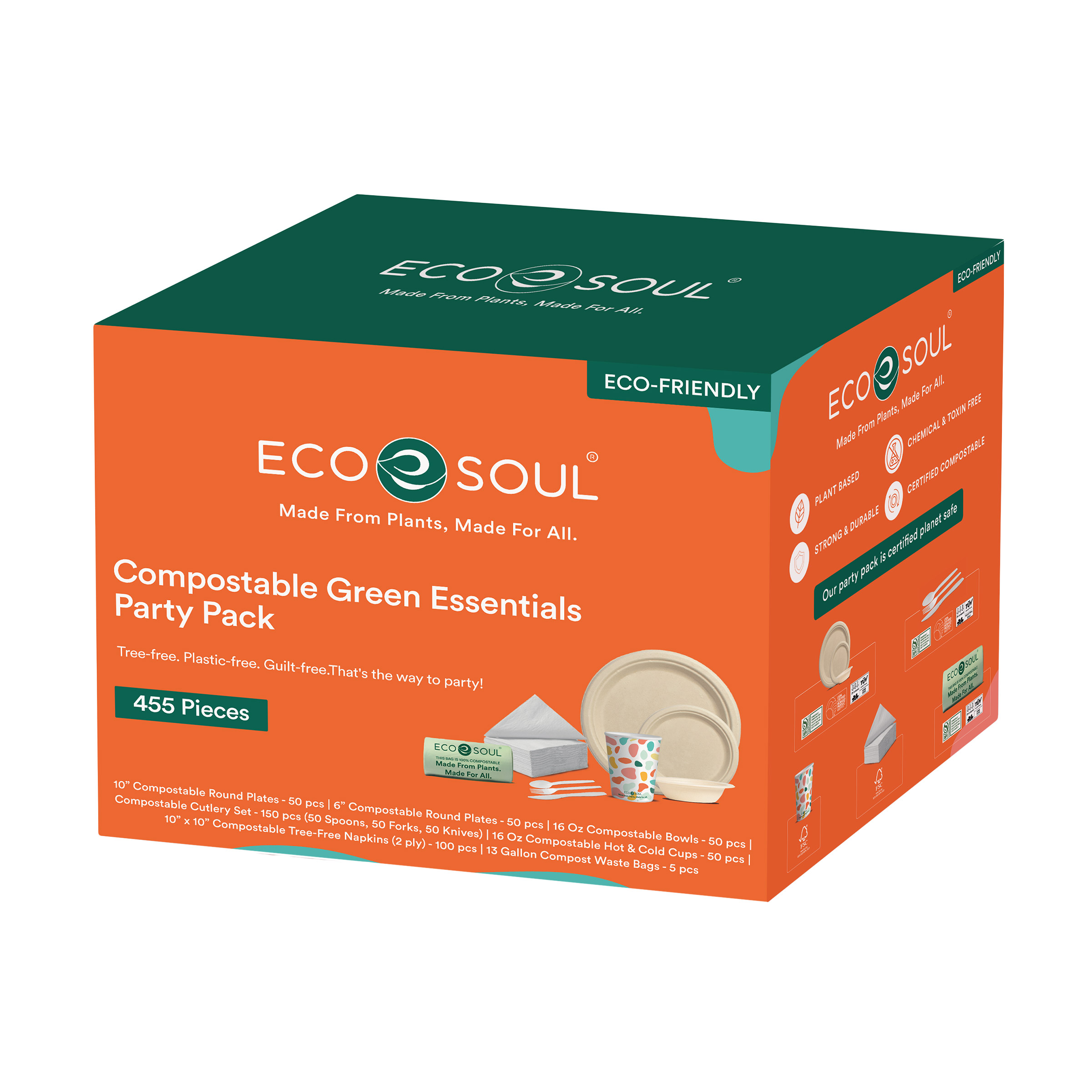 EcoSoul Compostable Green Essentials Party Pack  455-count