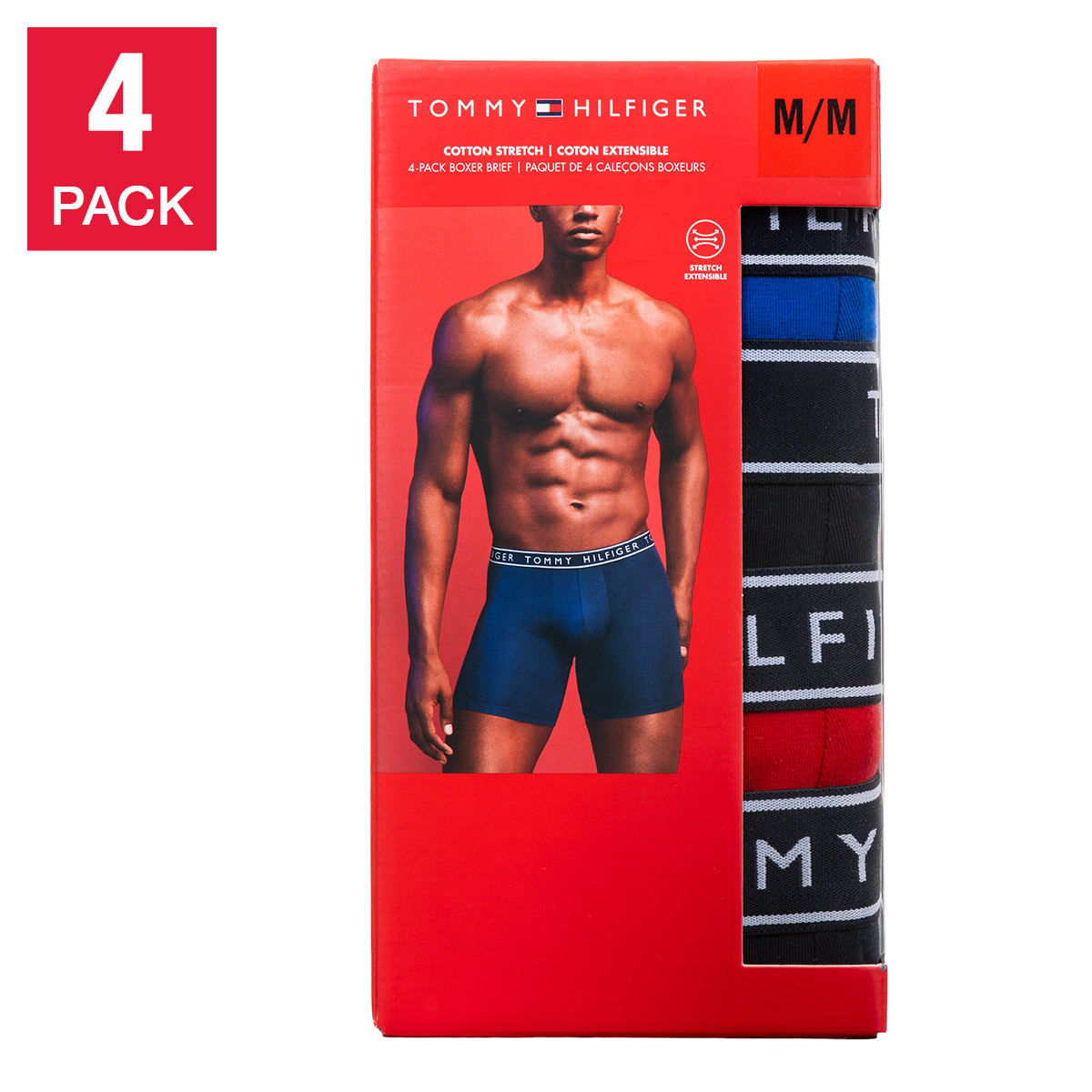 Tommy Hilfiger Men’s Cotton Stretch Boxer Brief, 4-pack