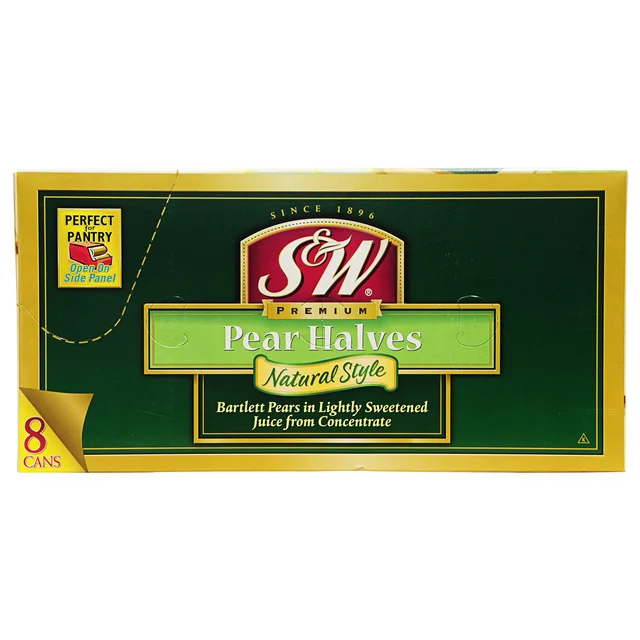 S & W Pear Halves, Natural Style, 15 oz, 8-count
