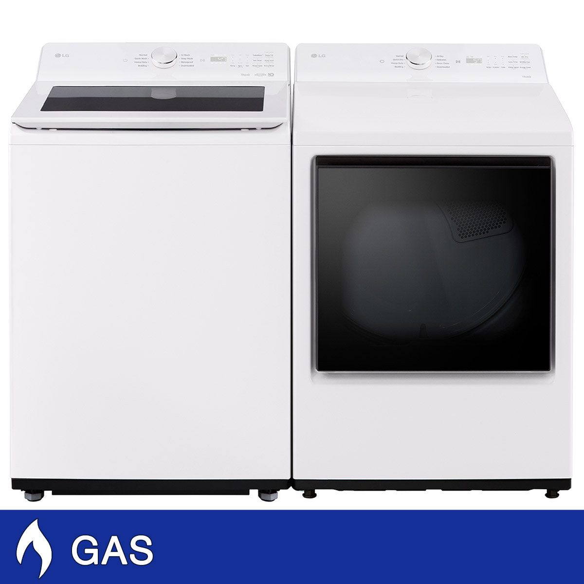 LG 4.8 cu. ft. Top Load Washer with Agitator and 7.3 cu. ft. Rear Control GAS Dryer with Easy Unload Bundle