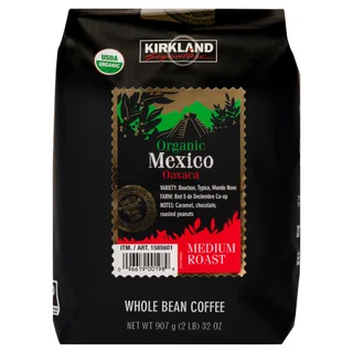 Kirkland Signature Organic Mexico Oaxaca Medium Roast Whole Bean Coffee, 2 lbs