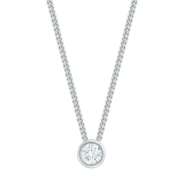 14KT WHITE GOLD VS2 I 0.30CT ROUND DIAMOND SOLITAIRE PENDANT